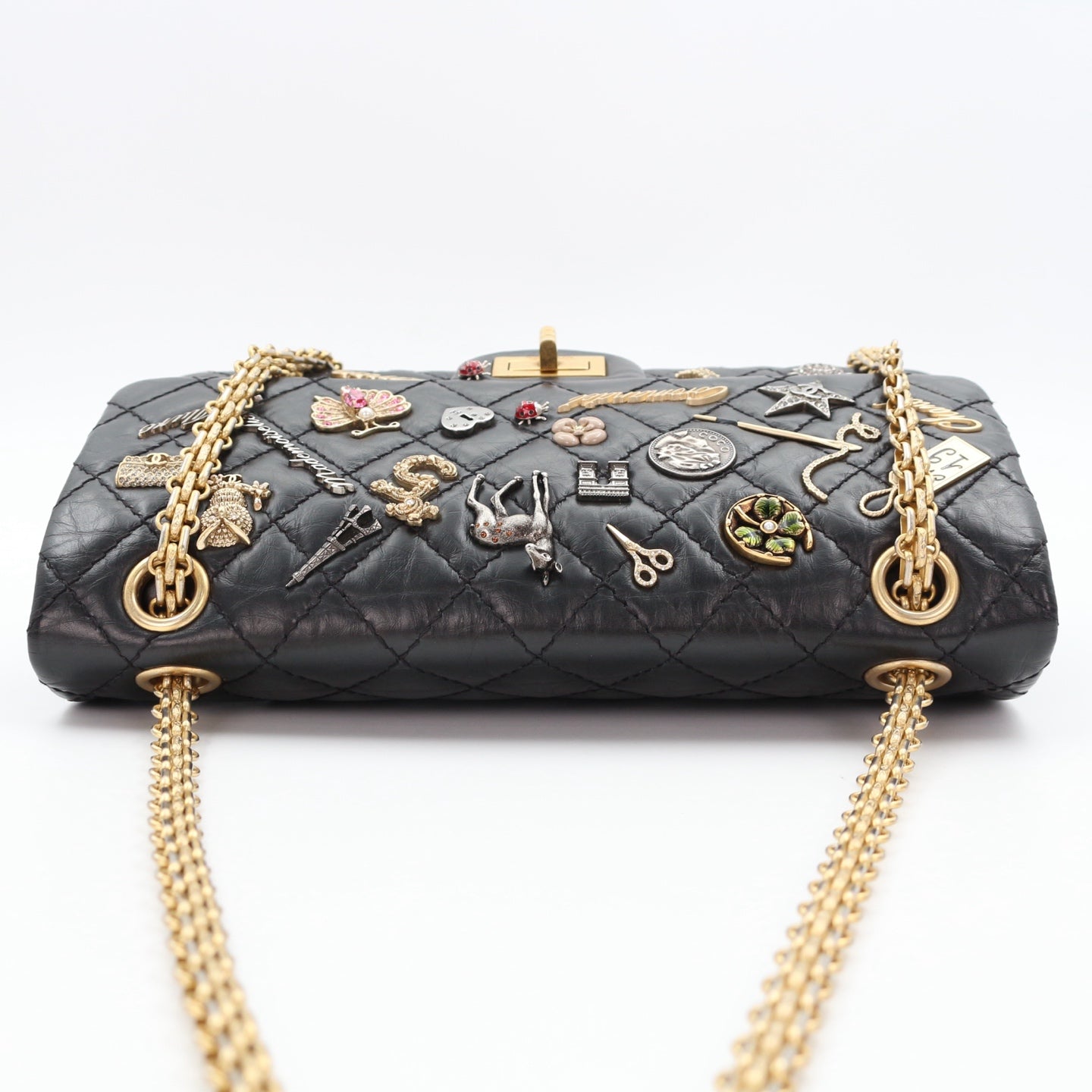 CHANEL Aged Calfskin Lucky Charms 2.55 Reissue 225 Flap Bag Black [Used]