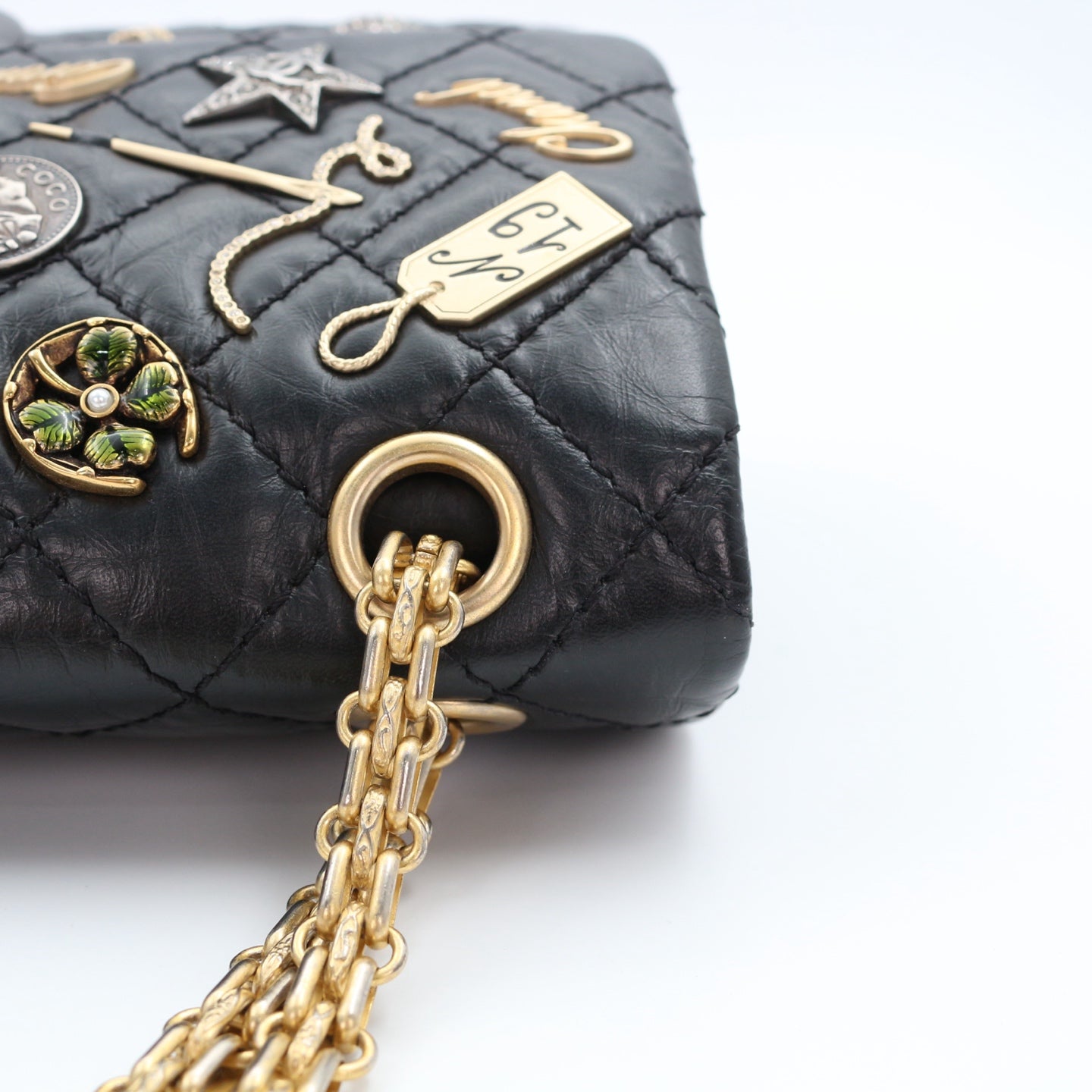 CHANEL Aged Calfskin Lucky Charms 2.55 Reissue 225 Flap Bag Black [Used]
