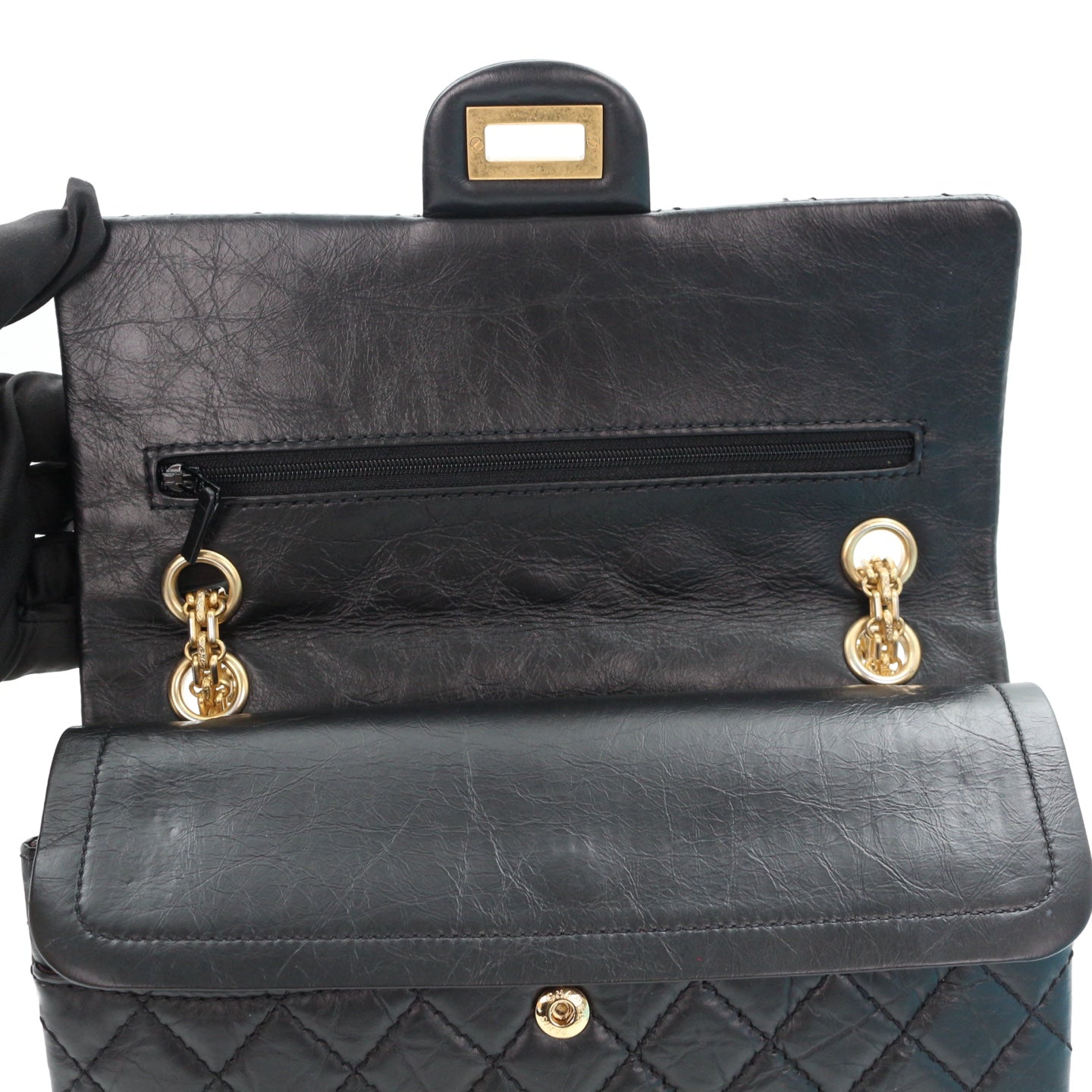 CHANEL Aged Calfskin Lucky Charms 2.55 Reissue 225 Flap Bag Black [Used]