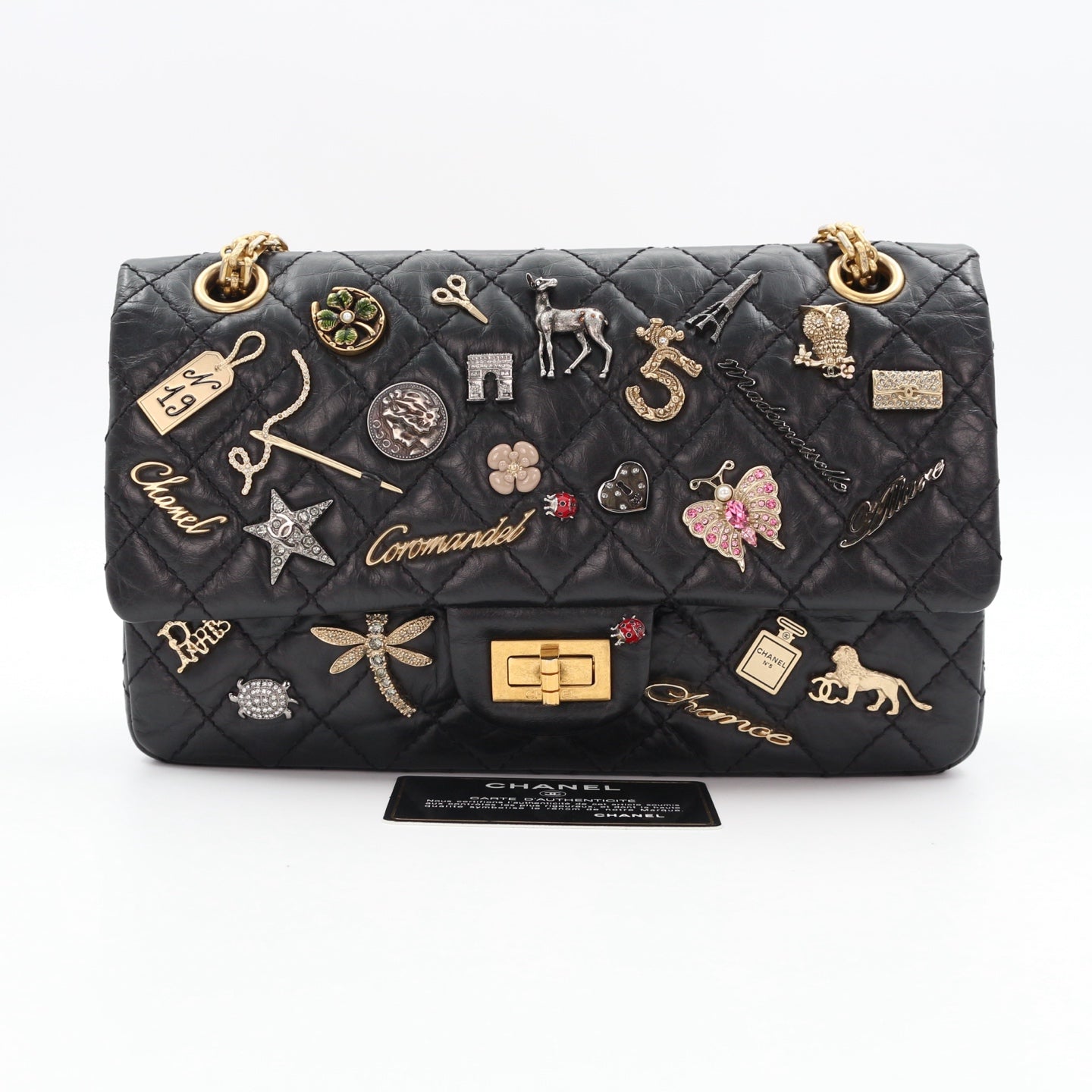 CHANEL Aged Calfskin Lucky Charms 2.55 Reissue 225 Flap Bag Black [Used]