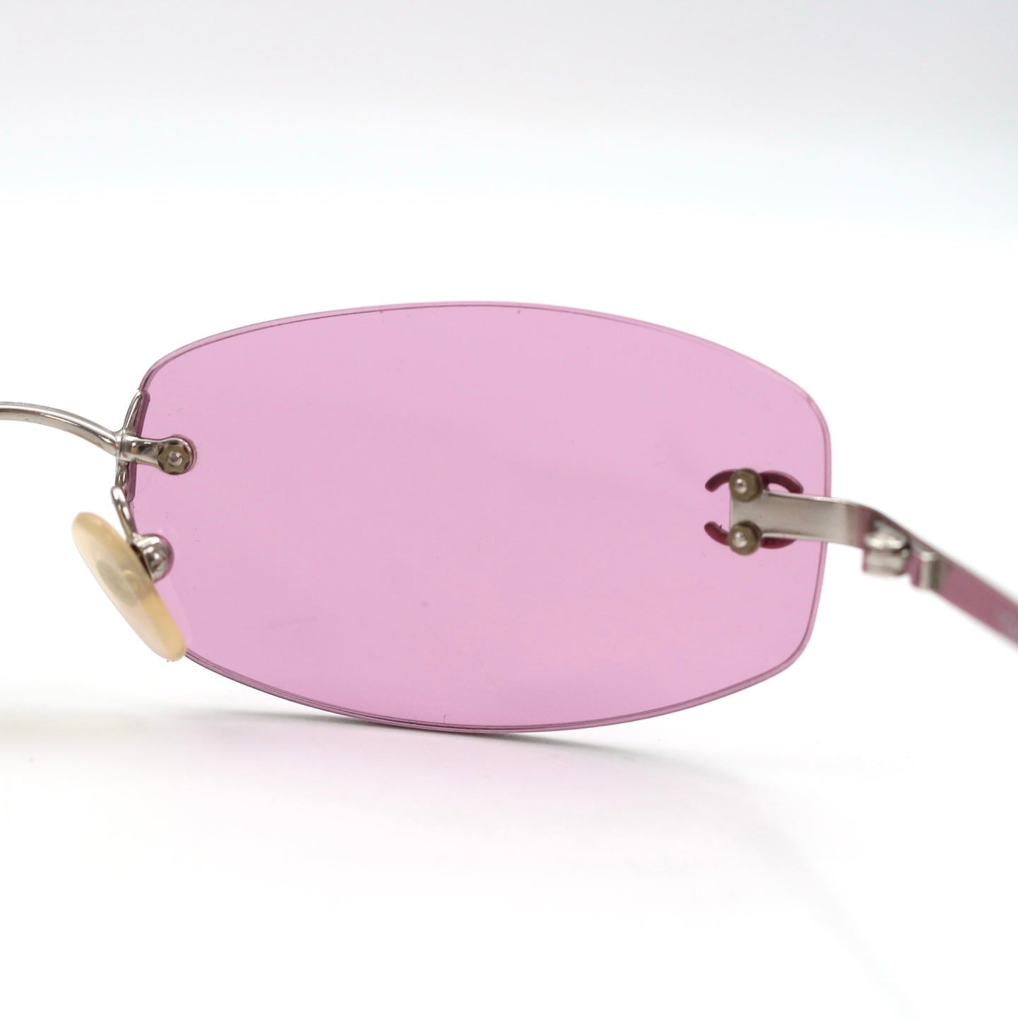 Chanel Pink Rimless Vintage Sunglasses [Used]