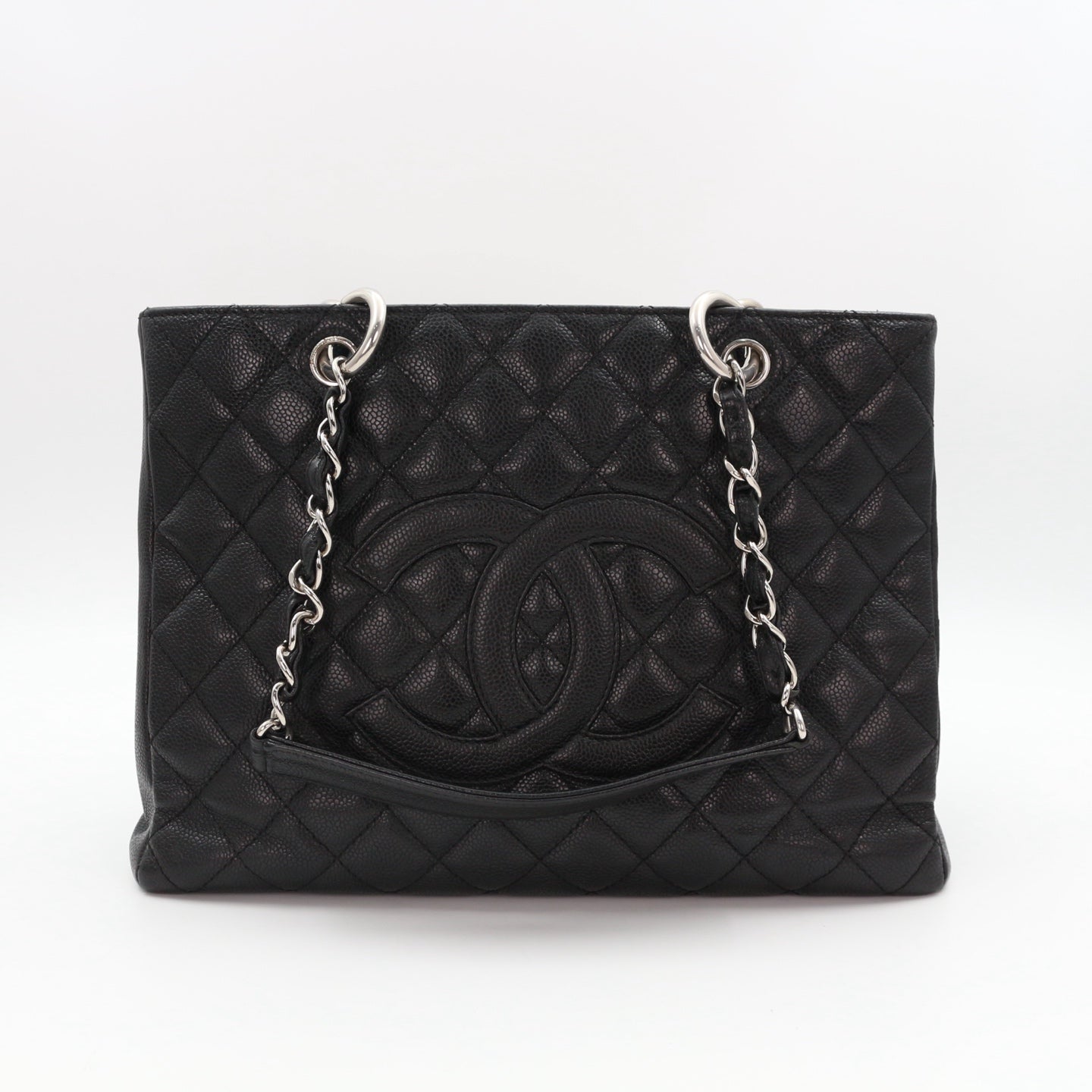 CHANEL Black Caviar GST Tote Bag Silver Hardware [Used]