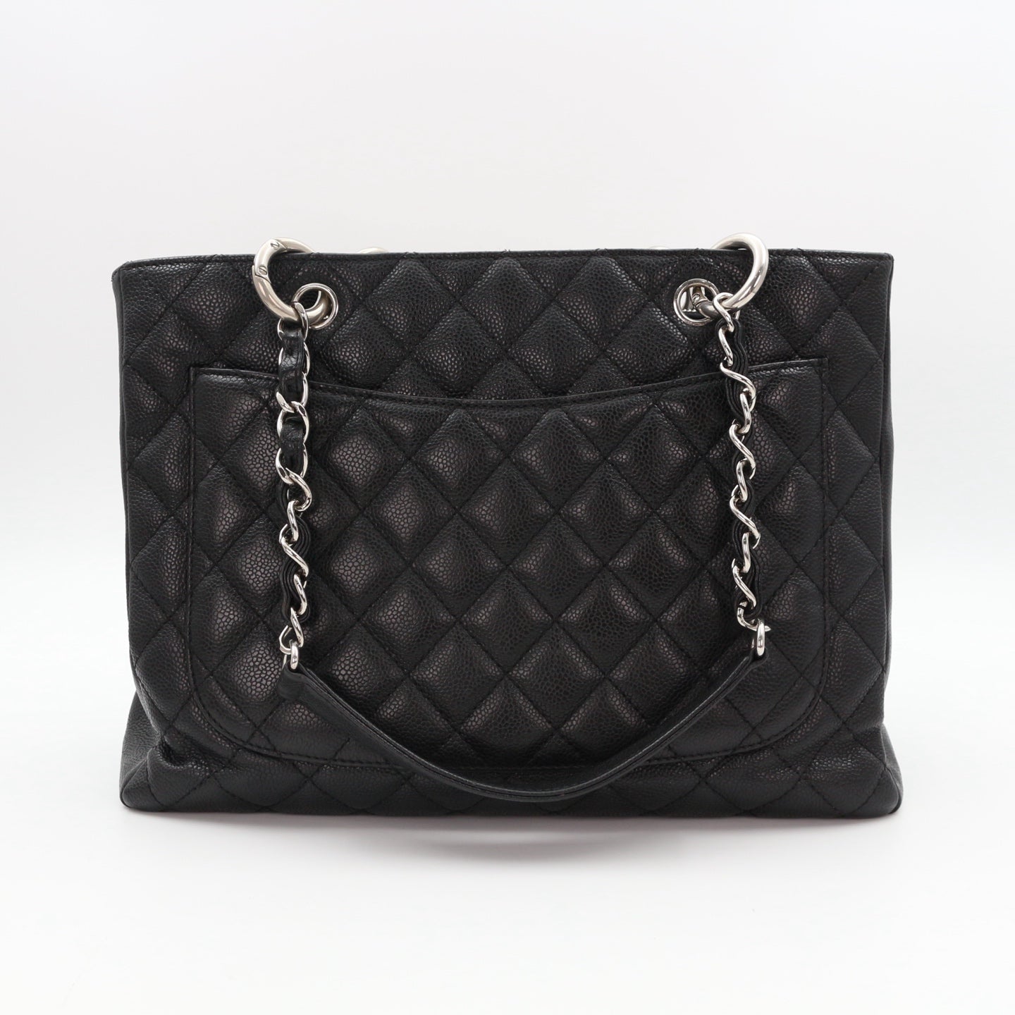 CHANEL Black Caviar GST Tote Bag Silver Hardware [Used]