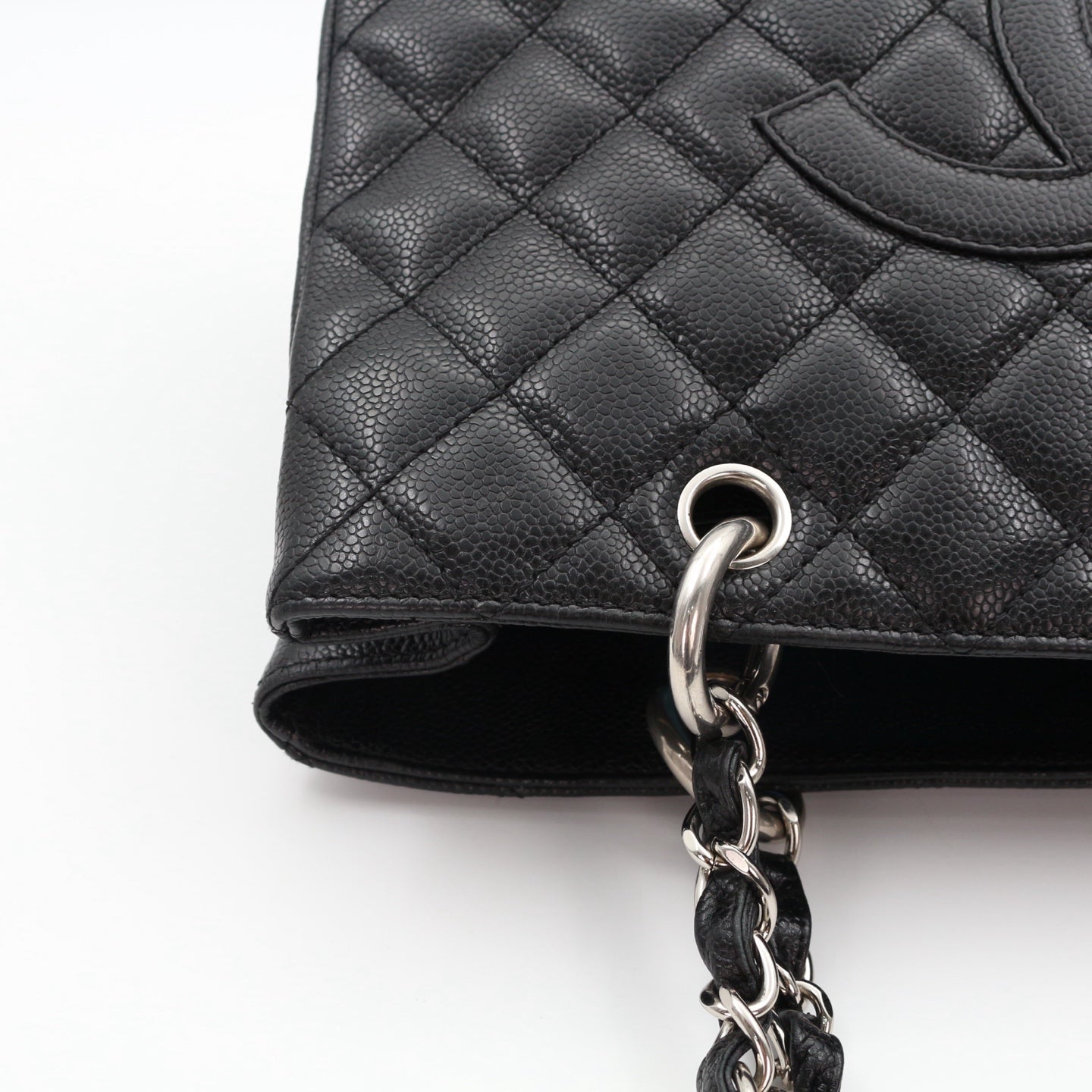 CHANEL Black Caviar GST Tote Bag Silver Hardware [Used]