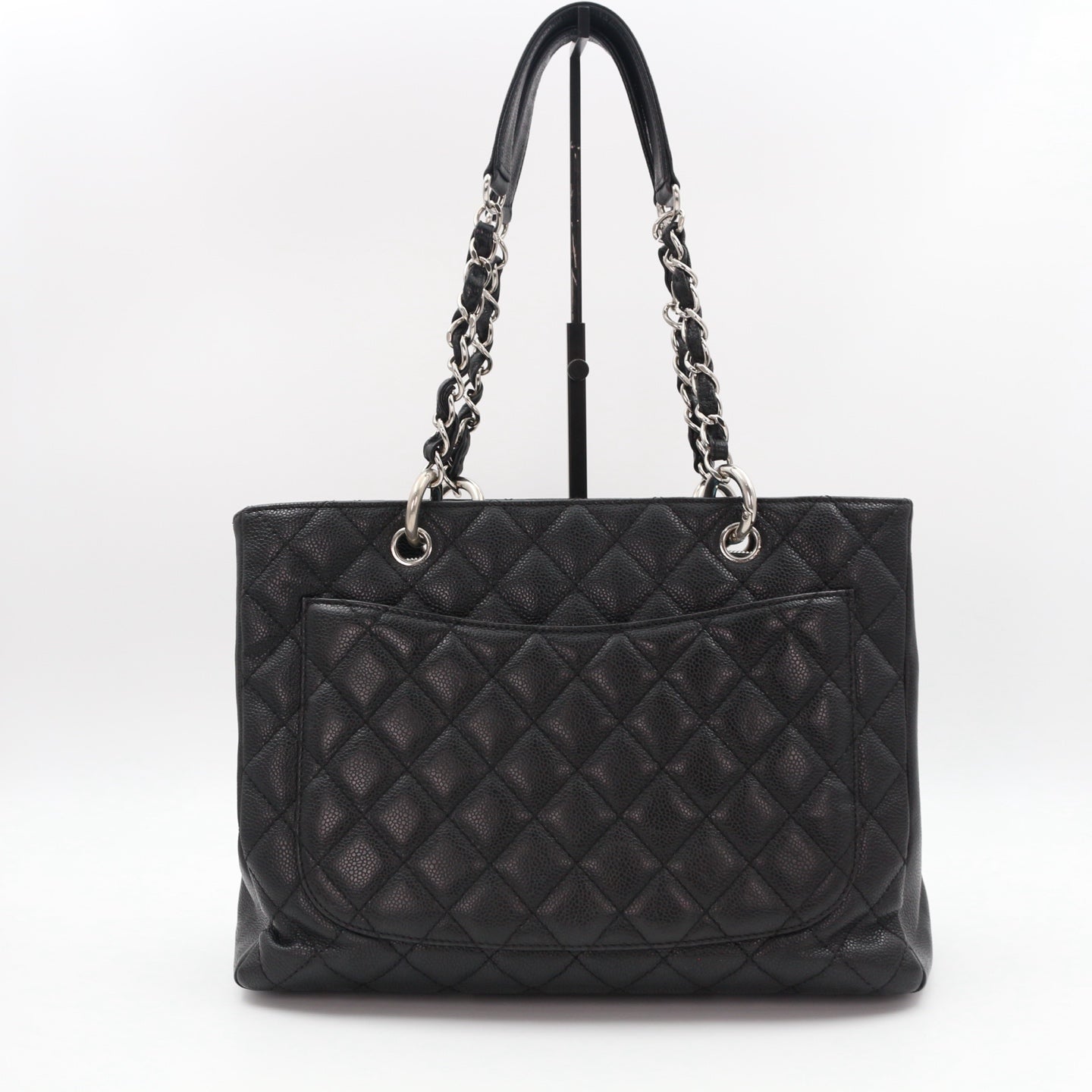 CHANEL Black Caviar GST Tote Bag Silver Hardware [Used]