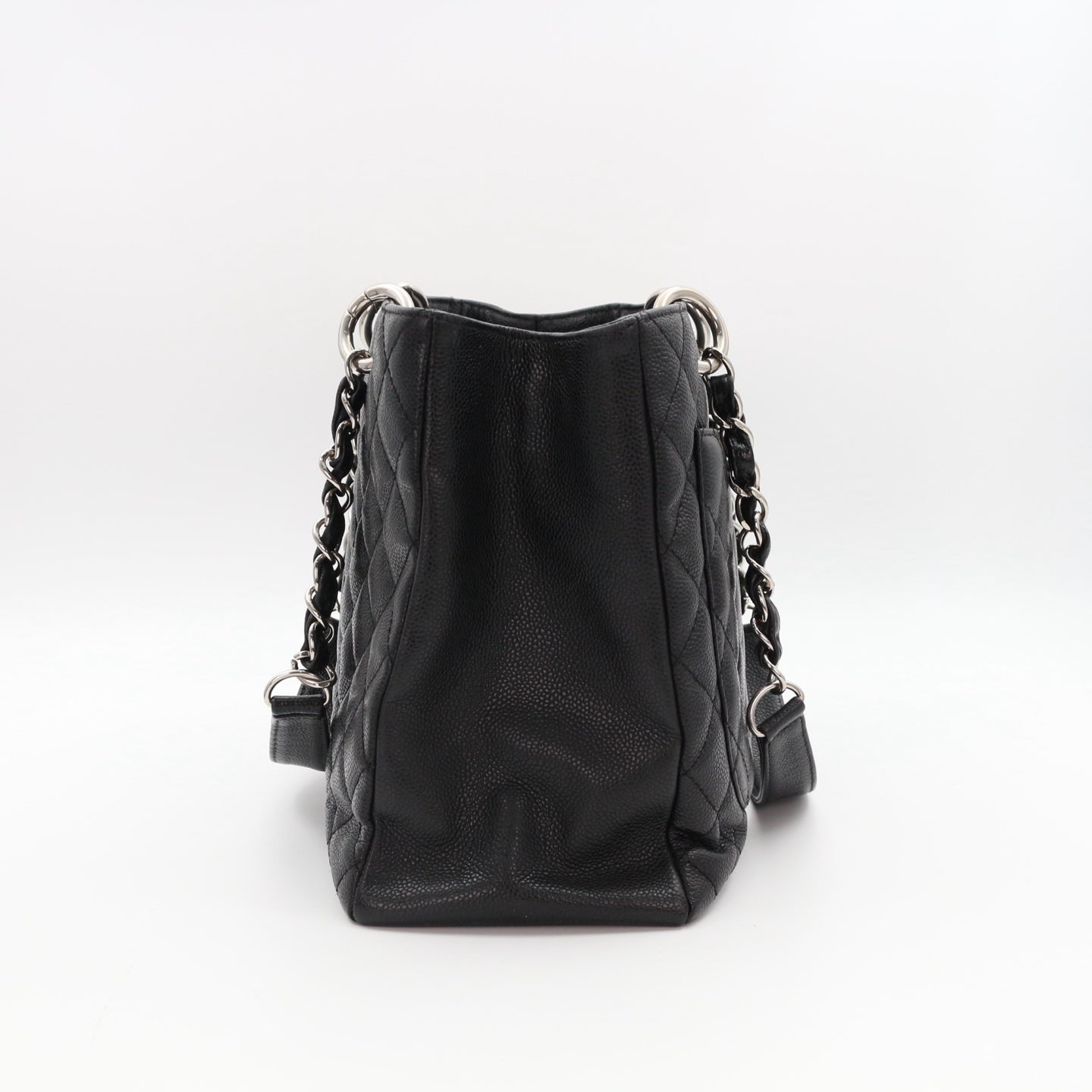 CHANEL Black Caviar GST Tote Bag Silver Hardware [Used]