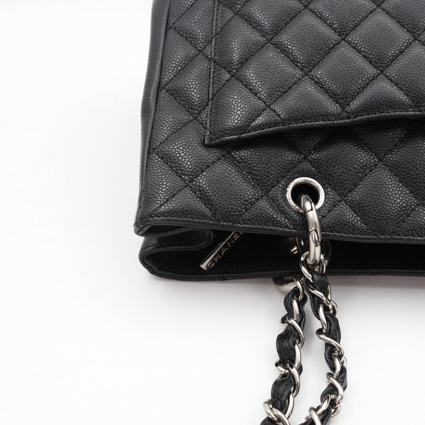 CHANEL Black Caviar GST Tote Bag Silver Hardware [Used]