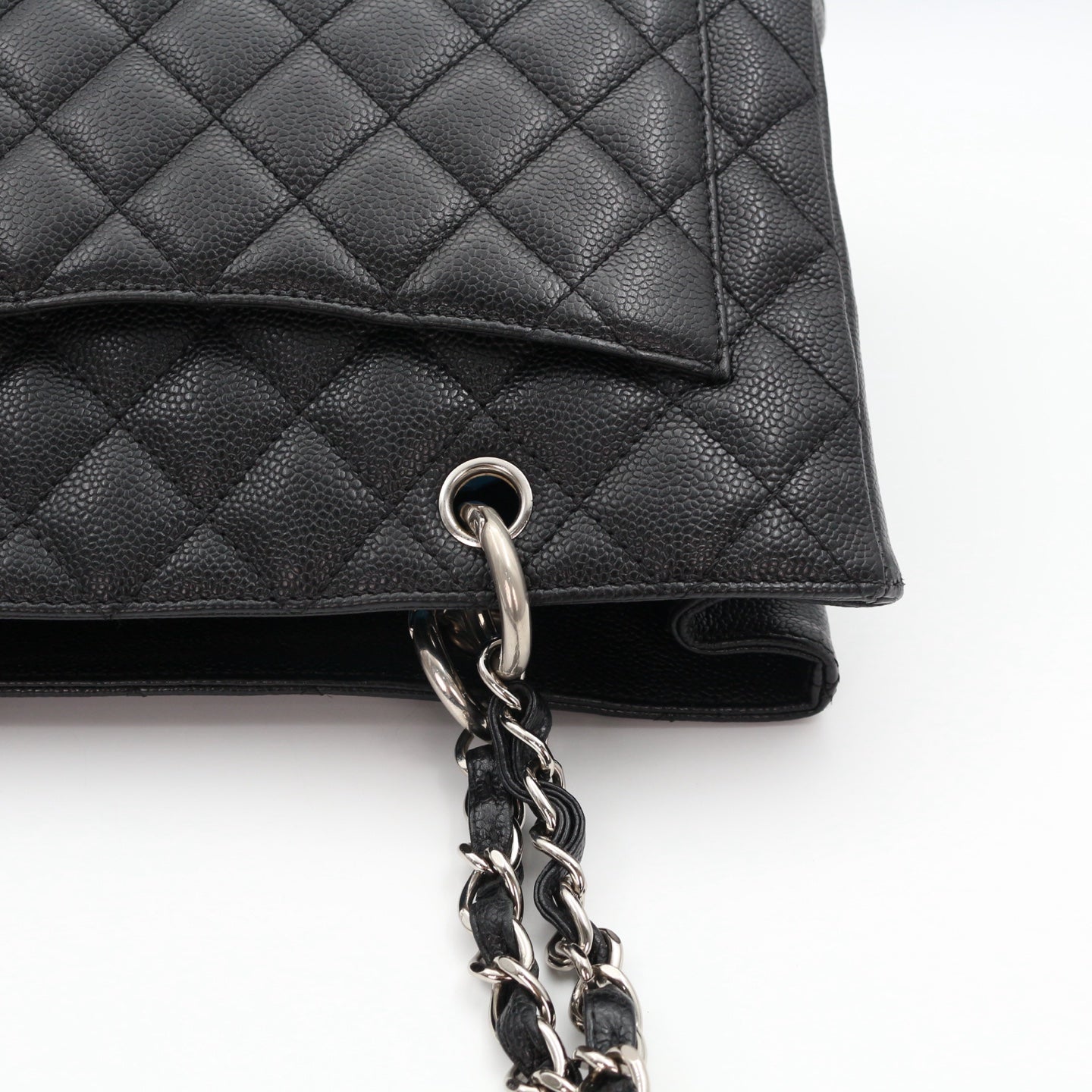 CHANEL Black Caviar GST Tote Bag Silver Hardware [Used]