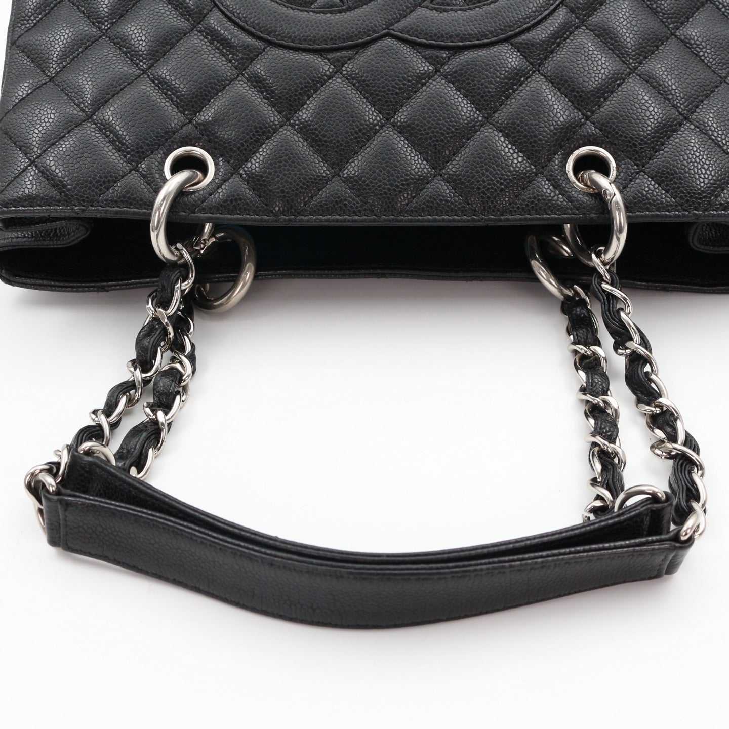 CHANEL Black Caviar GST Tote Bag Silver Hardware [Used]