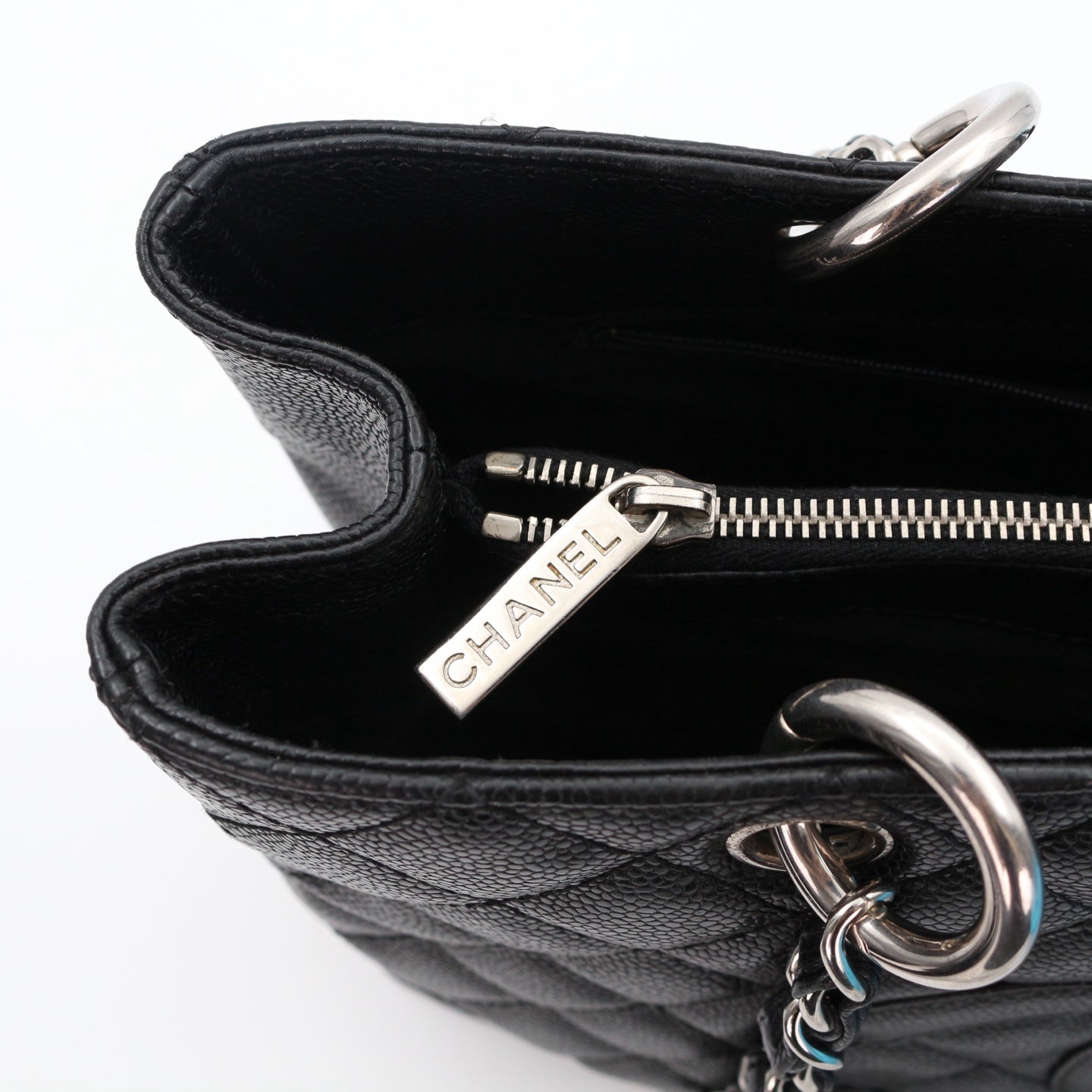 CHANEL Black Caviar GST Tote Bag Silver Hardware [Used]