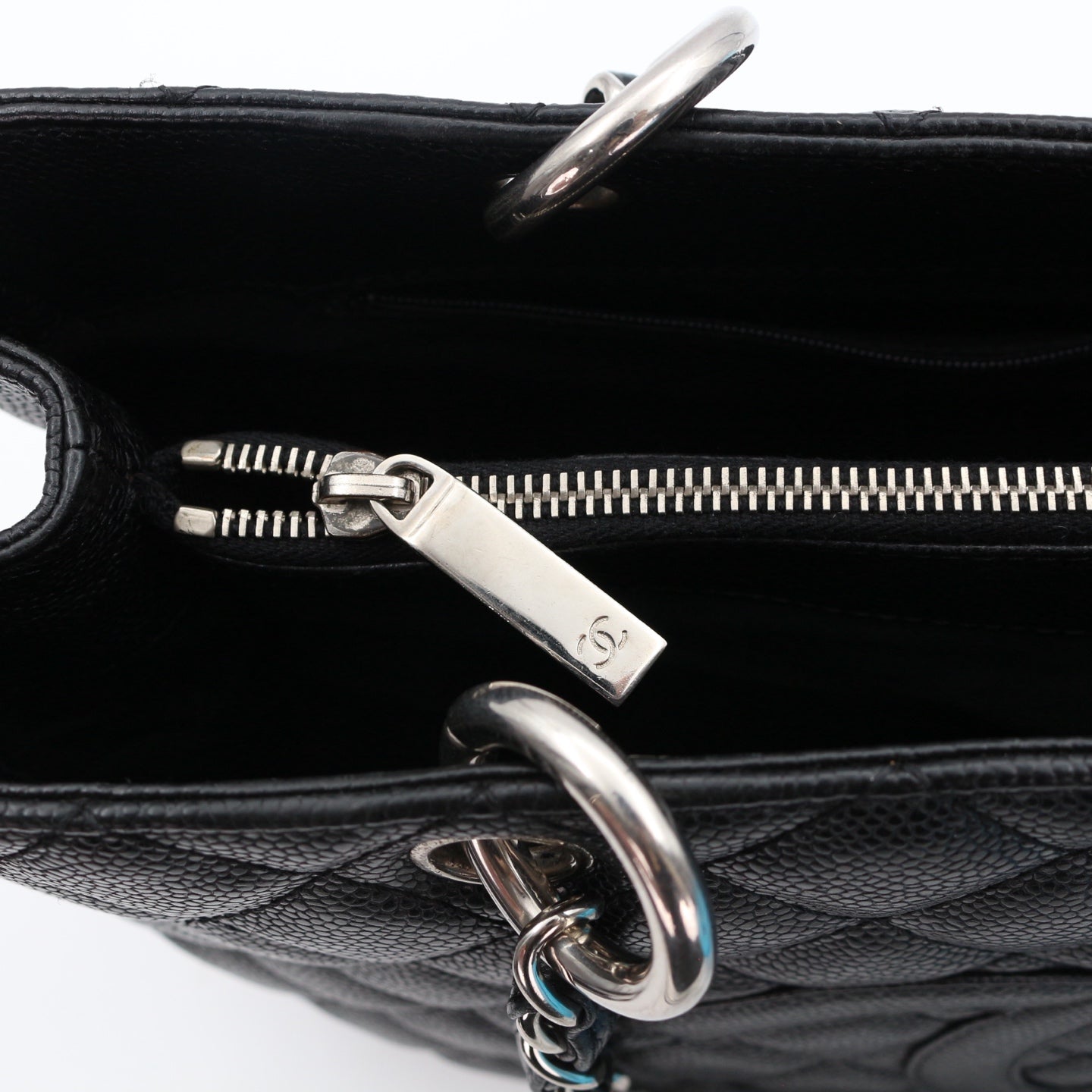 CHANEL Black Caviar GST Tote Bag Silver Hardware [Used]