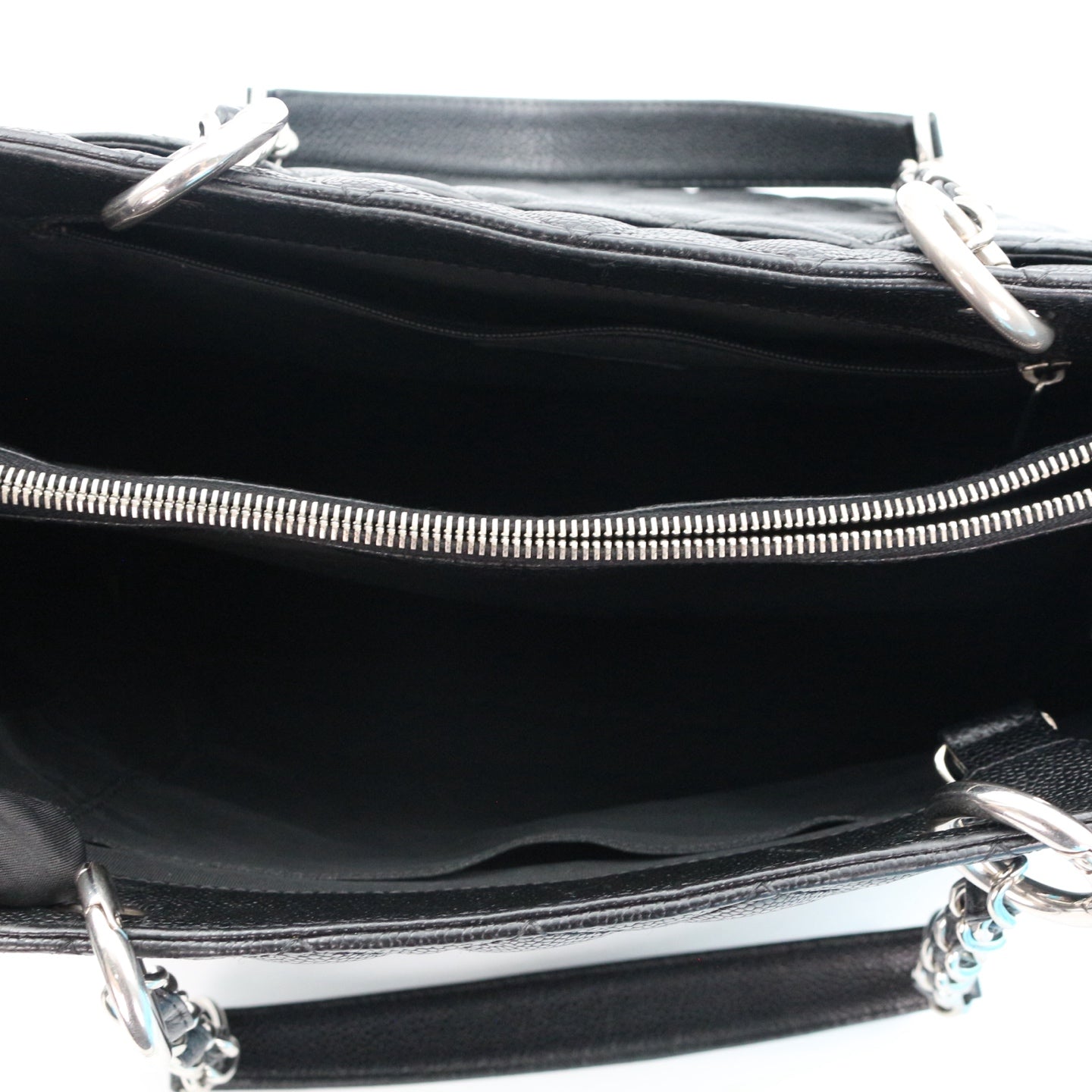 CHANEL Black Caviar GST Tote Bag Silver Hardware [Used]