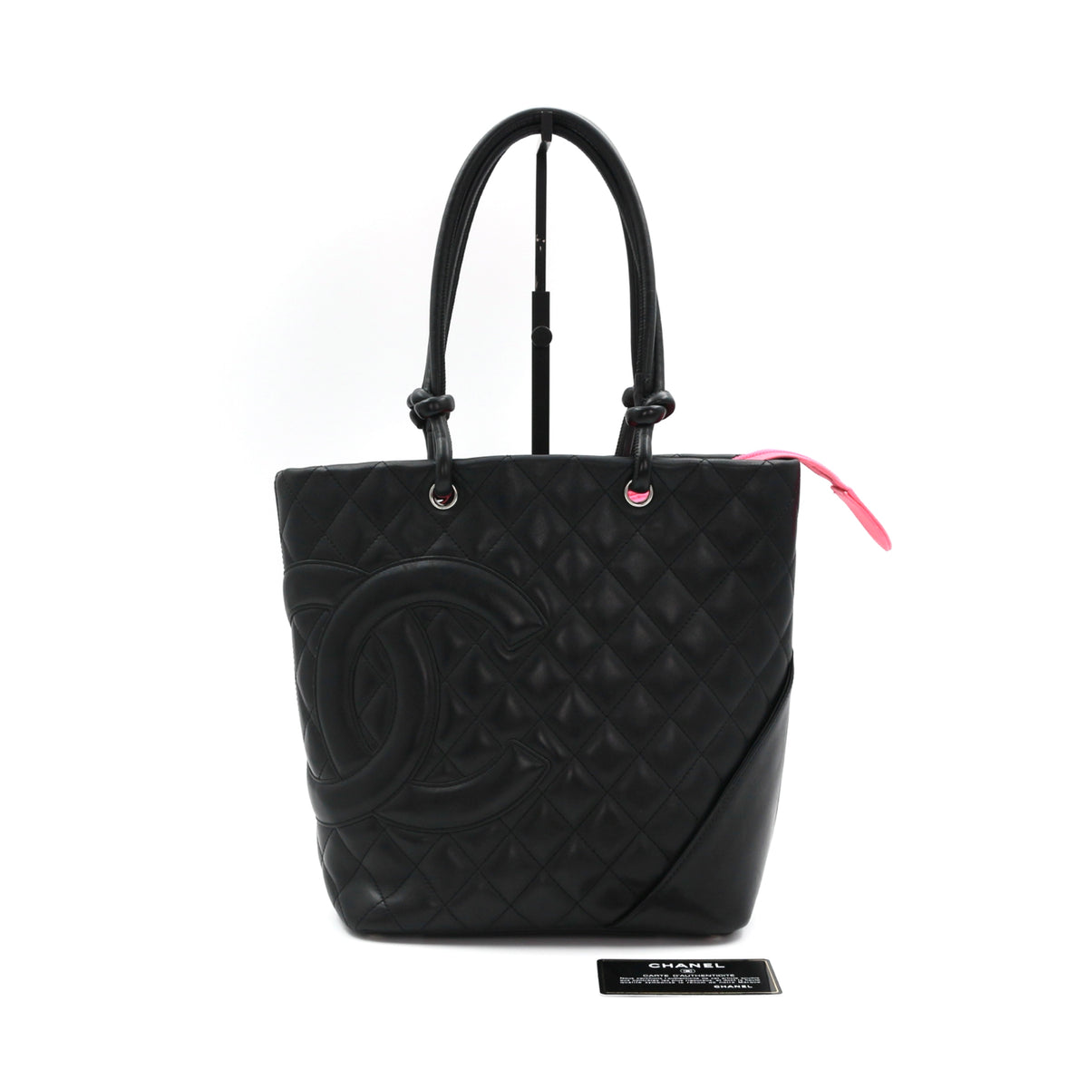 CHANEL Black Lambskin Cambon Tote Bag [Used]