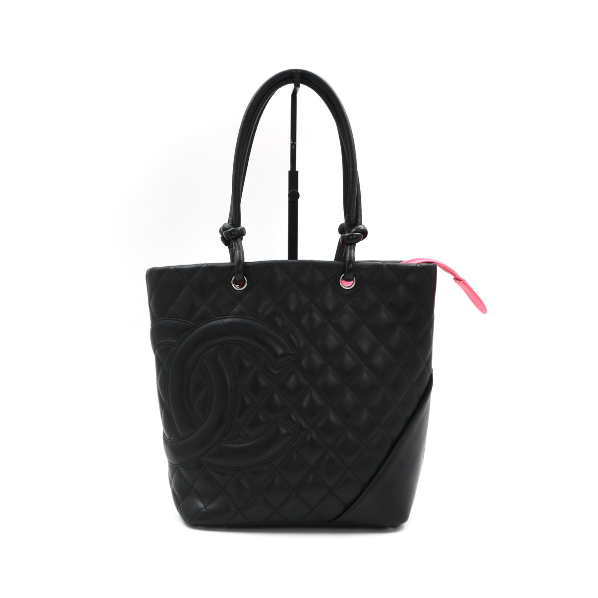CHANEL Black Lambskin Cambon Tote Bag [Used]