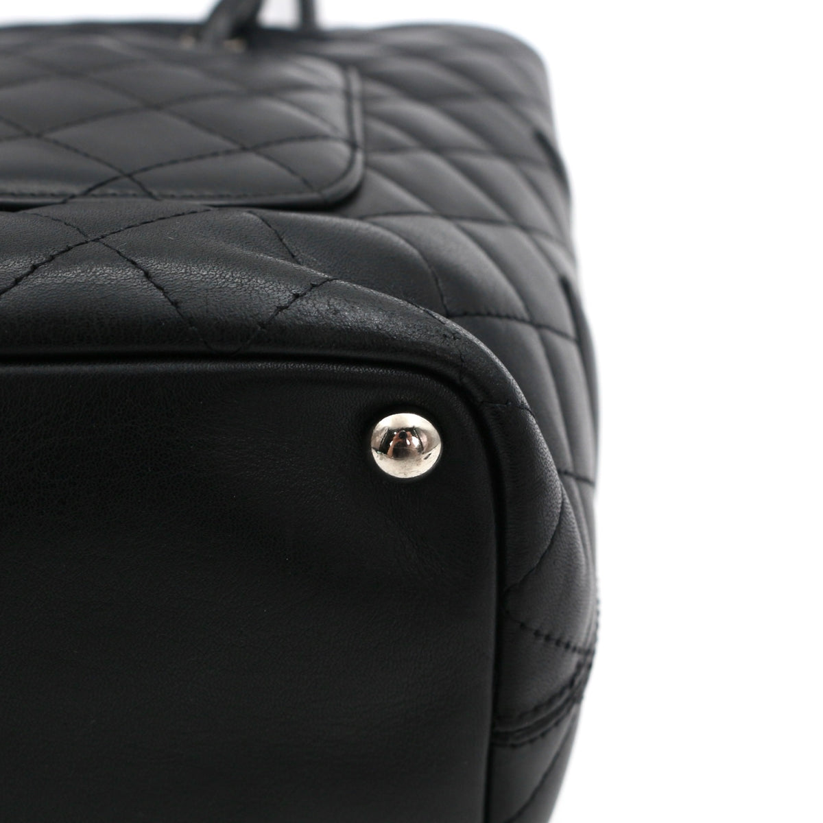 CHANEL Black Lambskin Cambon Tote Bag [Used]