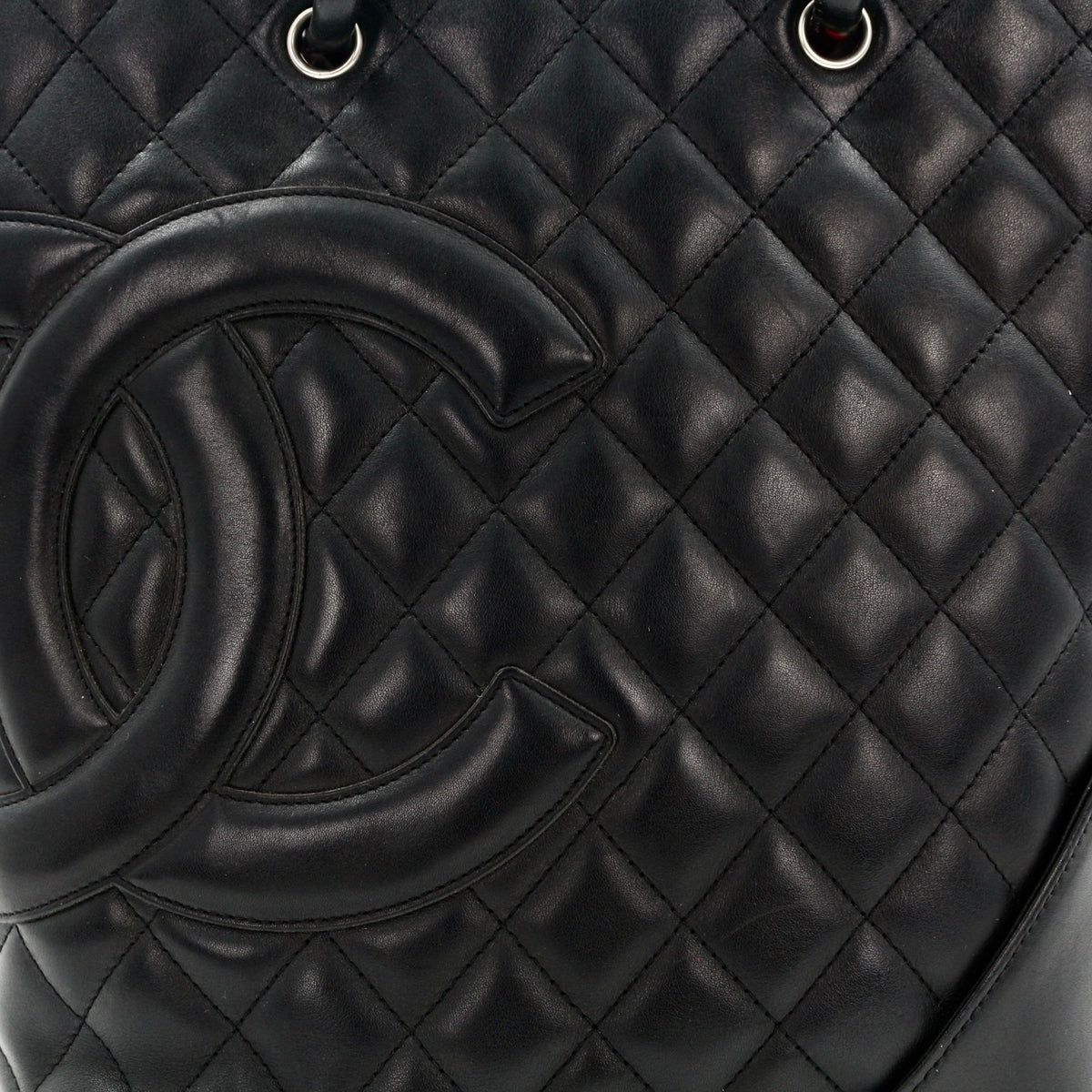 CHANEL Black Lambskin Cambon Tote Bag [Used]