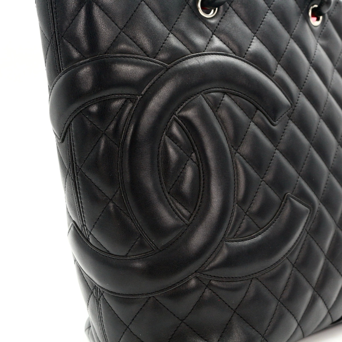 CHANEL Black Lambskin Cambon Tote Bag [Used]