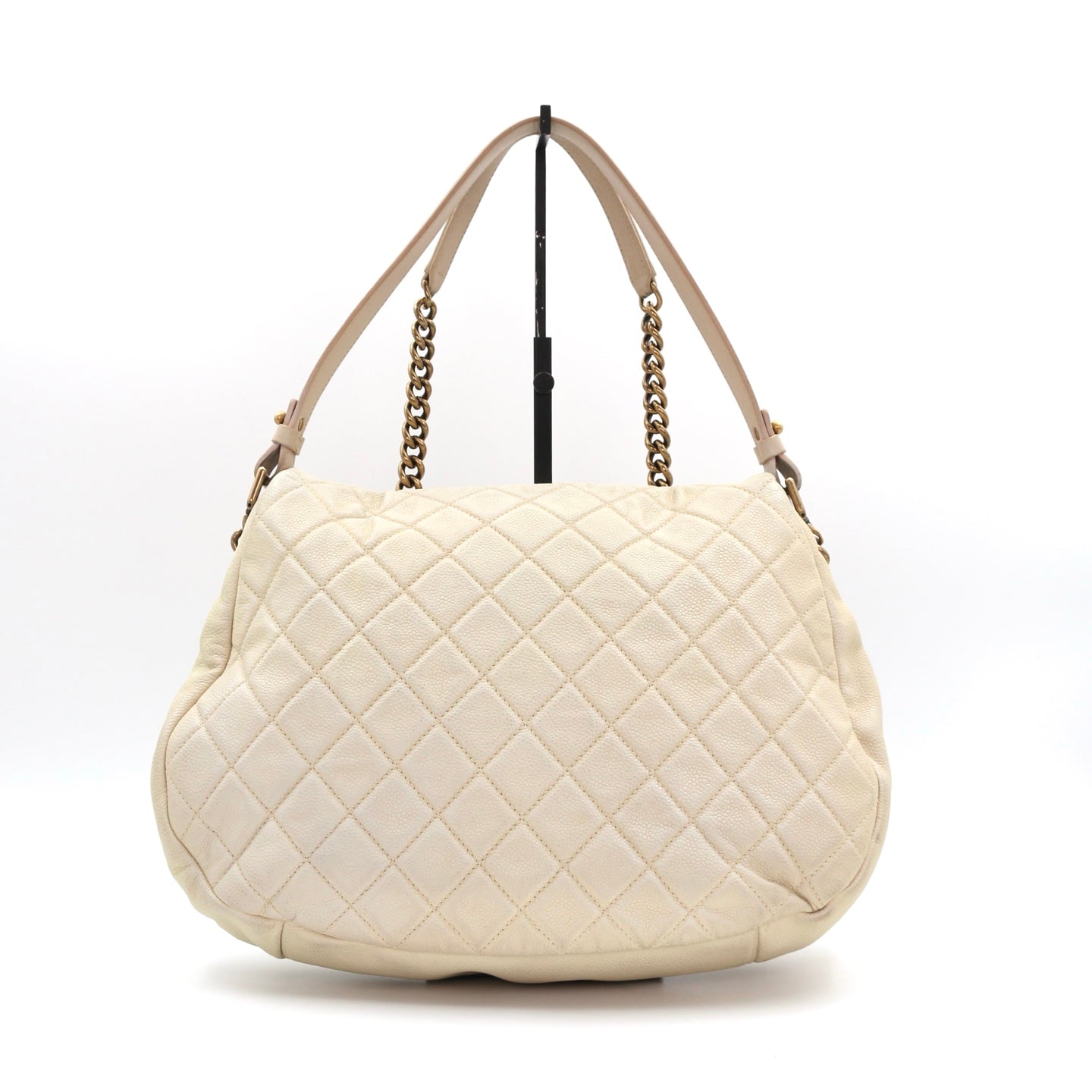 Chanel Cloud Tote Beige Calfskin Aged Gold CC 2Way Large Tote Bag[Used]
