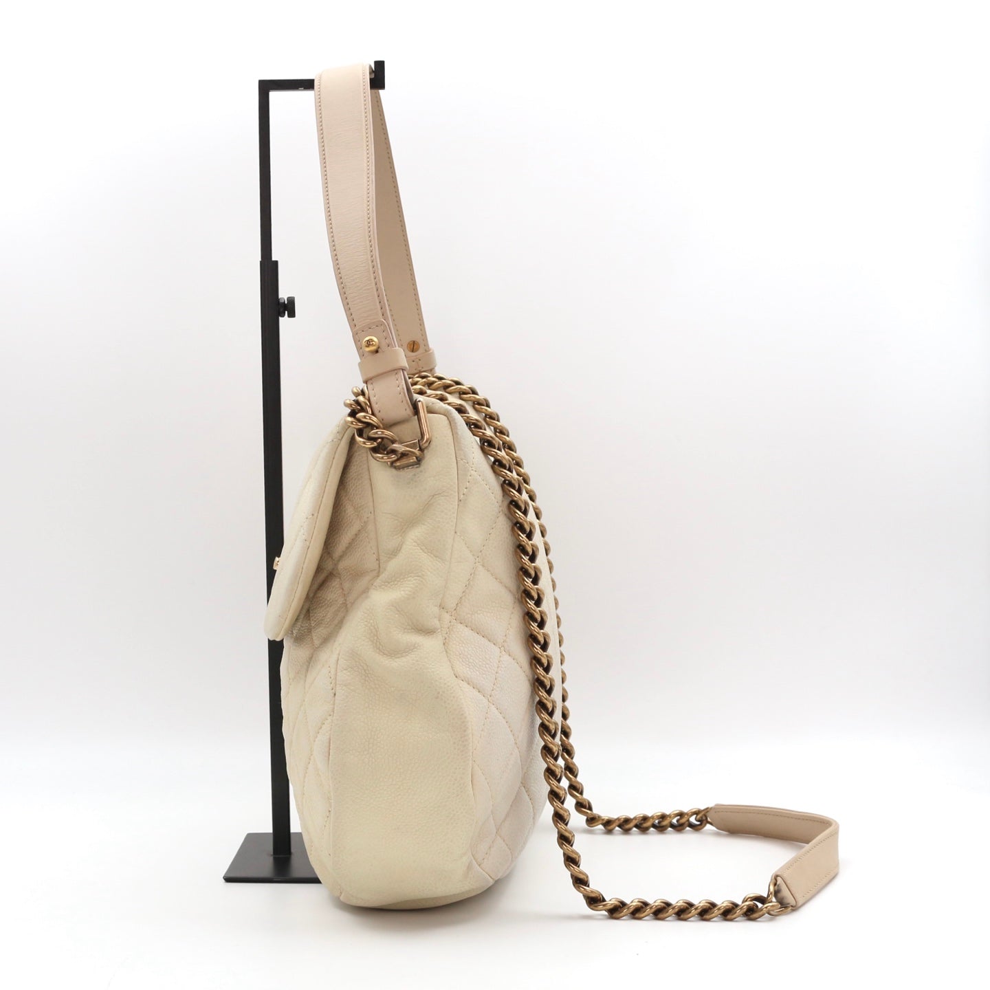 Chanel Cloud Tote Beige Calfskin Aged Gold CC 2Way Large Tote Bag[Used]