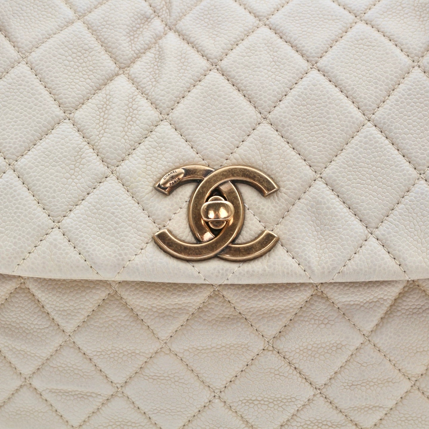 Chanel Cloud Tote Beige Calfskin Aged Gold CC 2Way Large Tote Bag[Used]