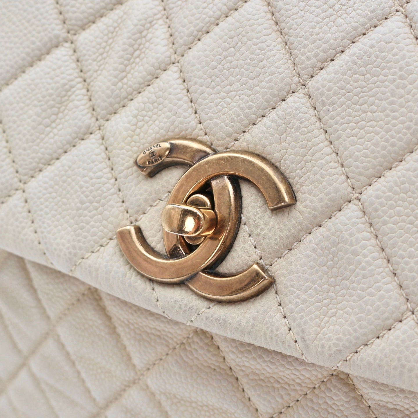 Chanel Cloud Tote Beige Calfskin Aged Gold CC 2Way Large Tote Bag[Used]