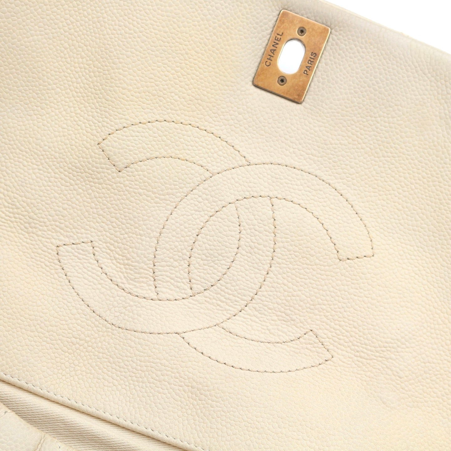Chanel Cloud Tote Beige Calfskin Aged Gold CC 2Way Large Tote Bag[Used]