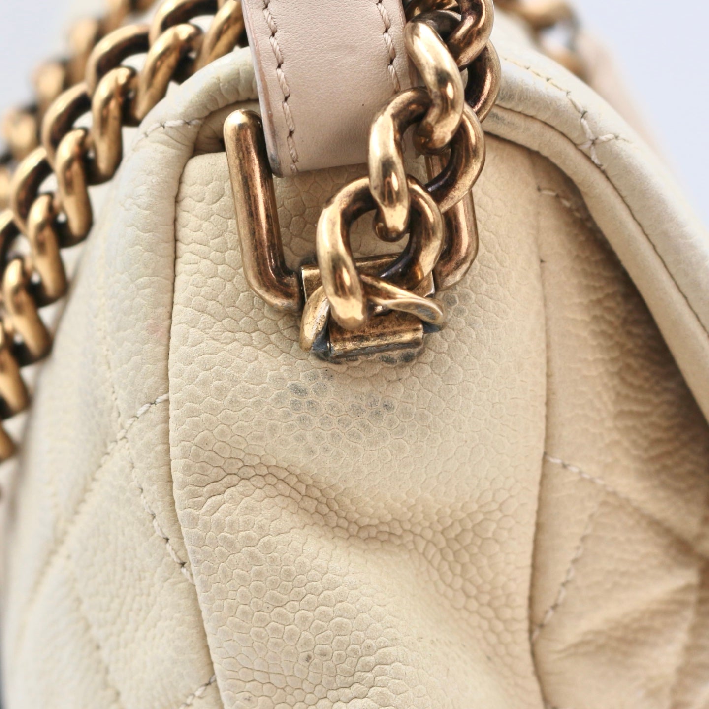 Chanel Cloud Tote Beige Calfskin Aged Gold CC 2Way Large Tote Bag[Used]