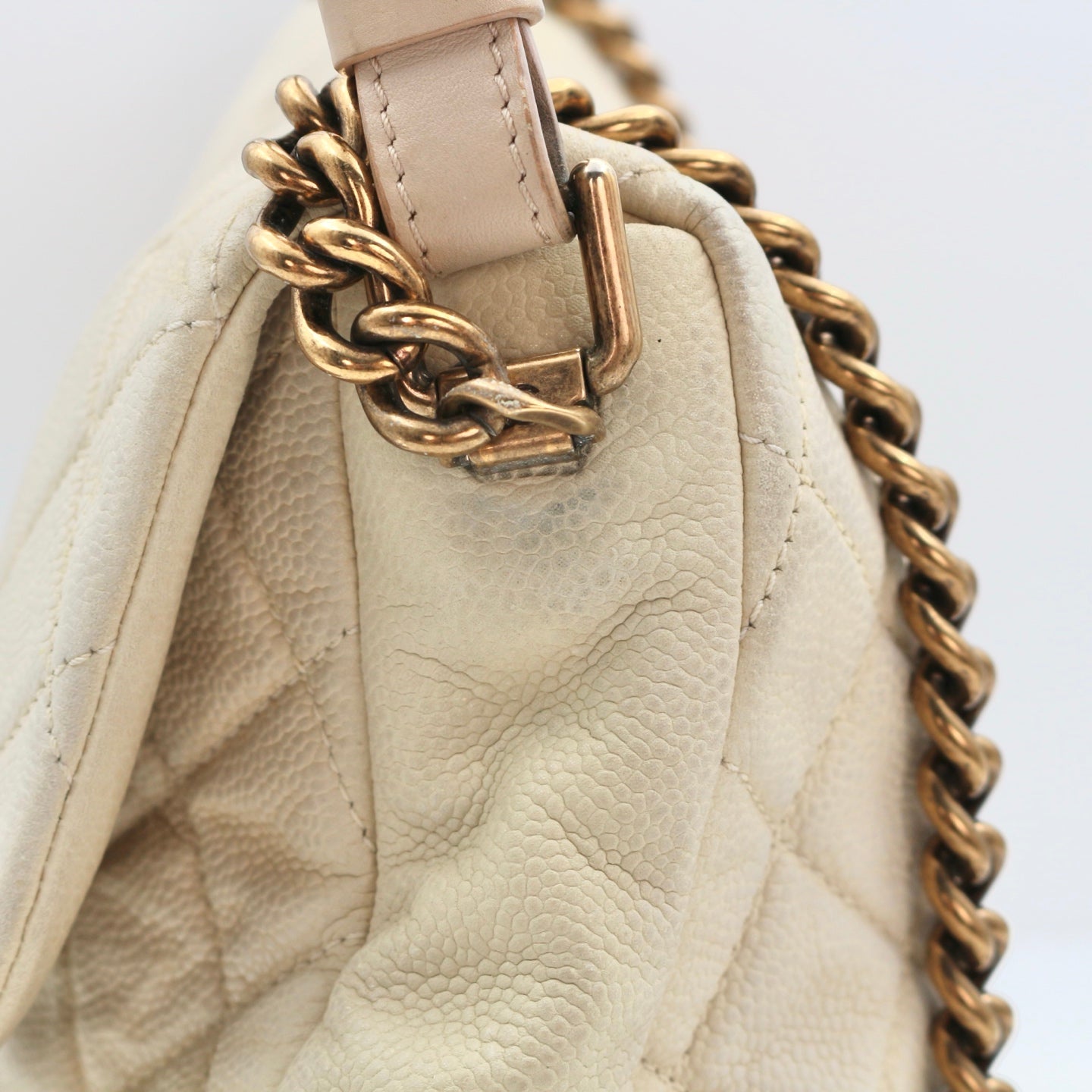 Chanel Cloud Tote Beige Calfskin Aged Gold CC 2Way Large Tote Bag[Used]