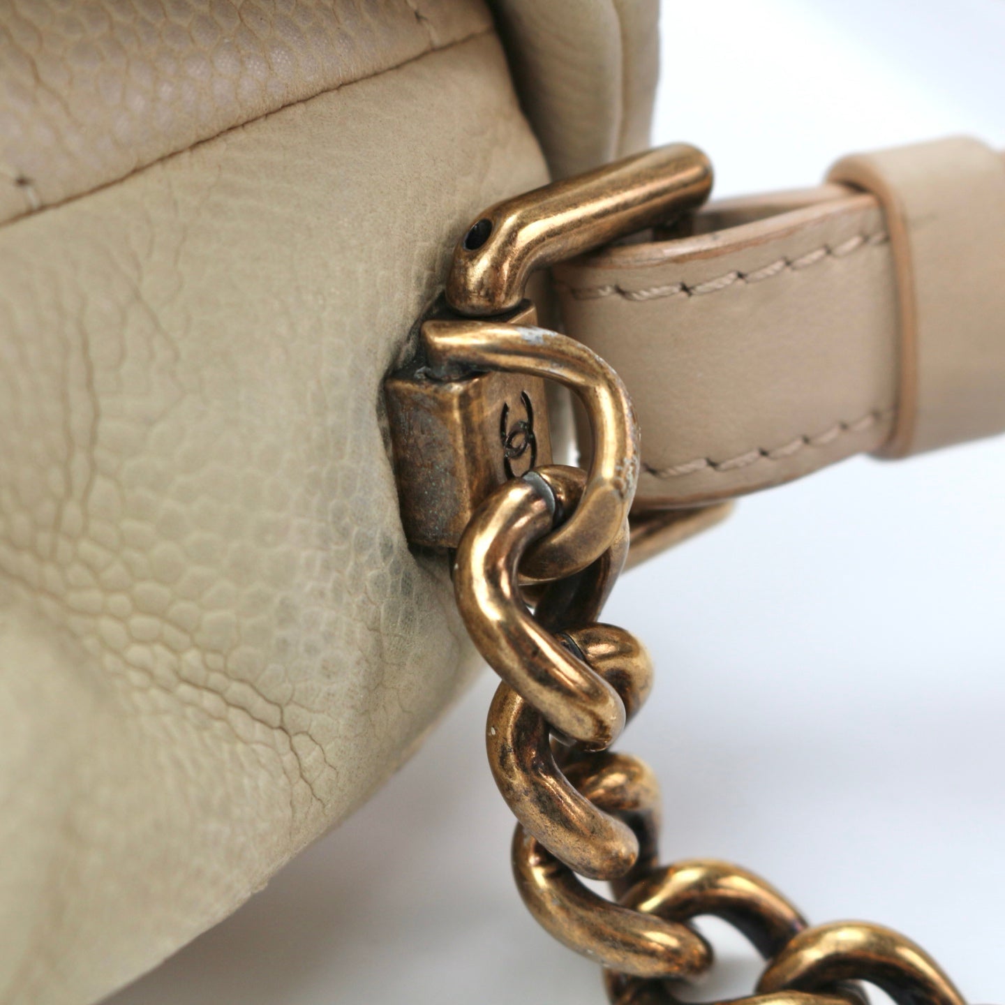 Chanel Cloud Tote Beige Calfskin Aged Gold CC 2Way Large Tote Bag[Used]