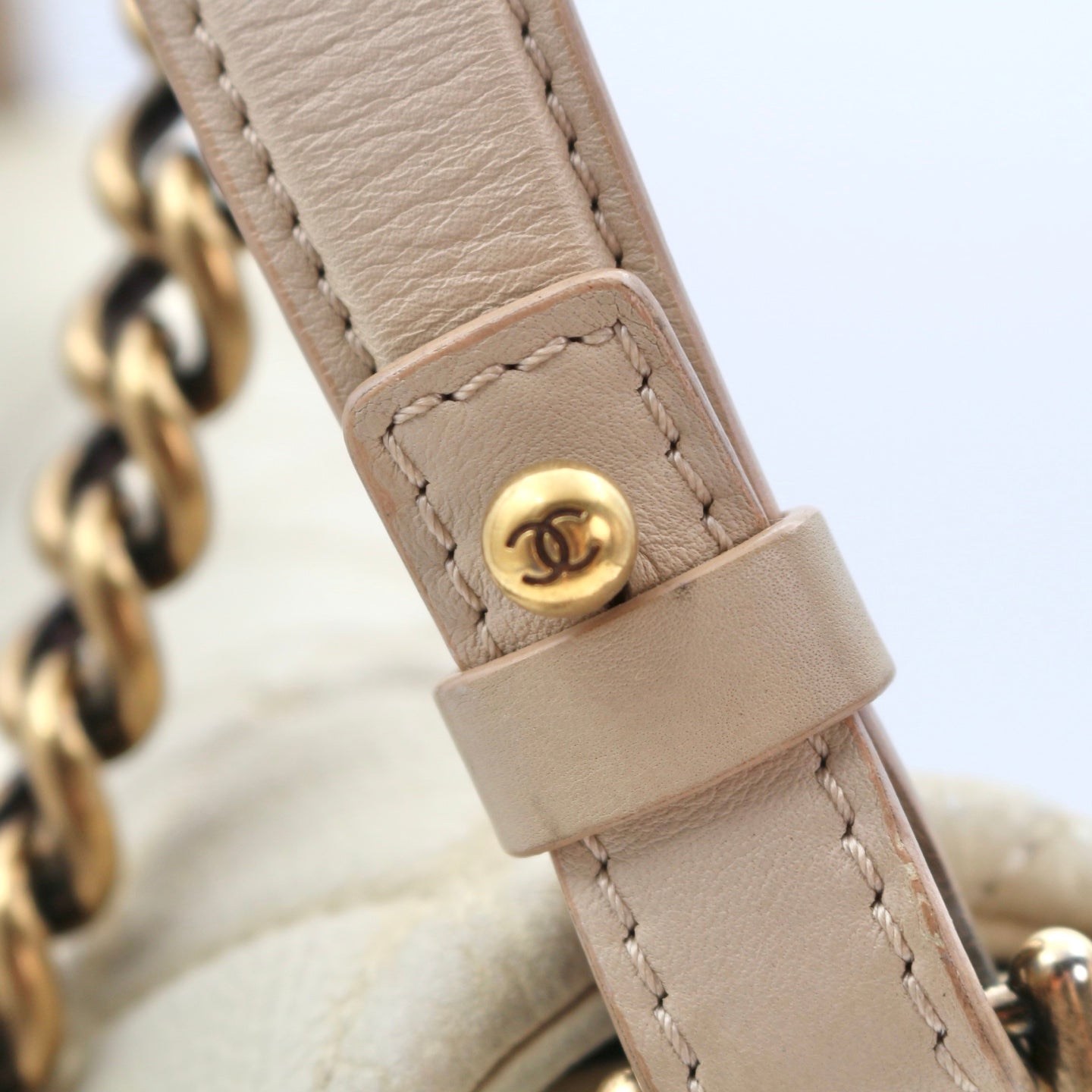 Chanel Cloud Tote Beige Calfskin Aged Gold CC 2Way Large Tote Bag[Used]