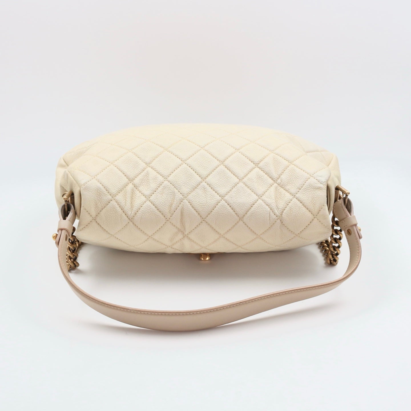 Chanel Cloud Tote Beige Calfskin Aged Gold CC 2Way Large Tote Bag[Used]