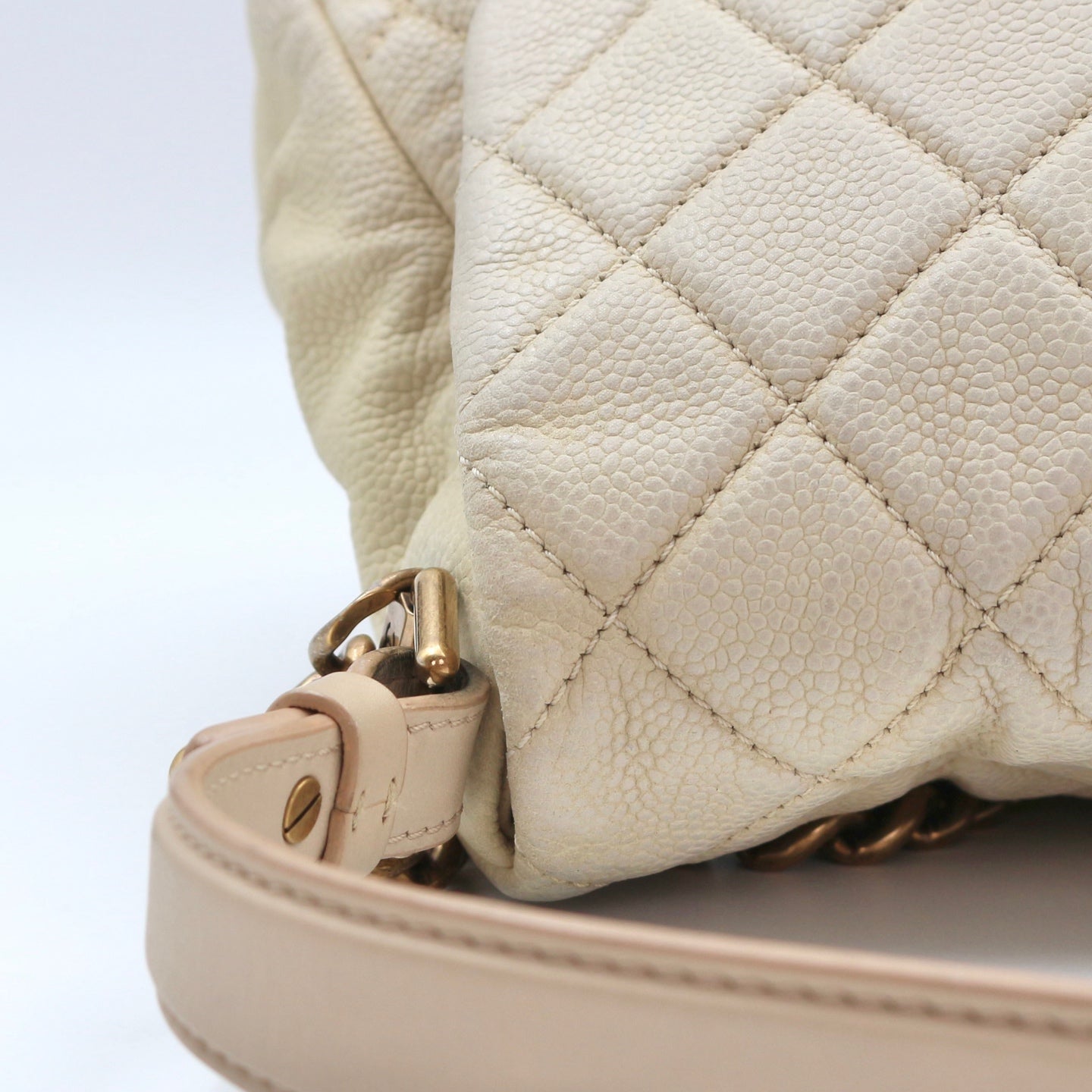 Chanel Cloud Tote Beige Calfskin Aged Gold CC 2Way Large Tote Bag[Used]