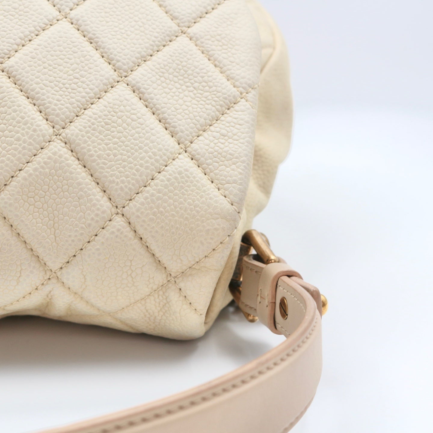 Chanel Cloud Tote Beige Calfskin Aged Gold CC 2Way Large Tote Bag[Used]