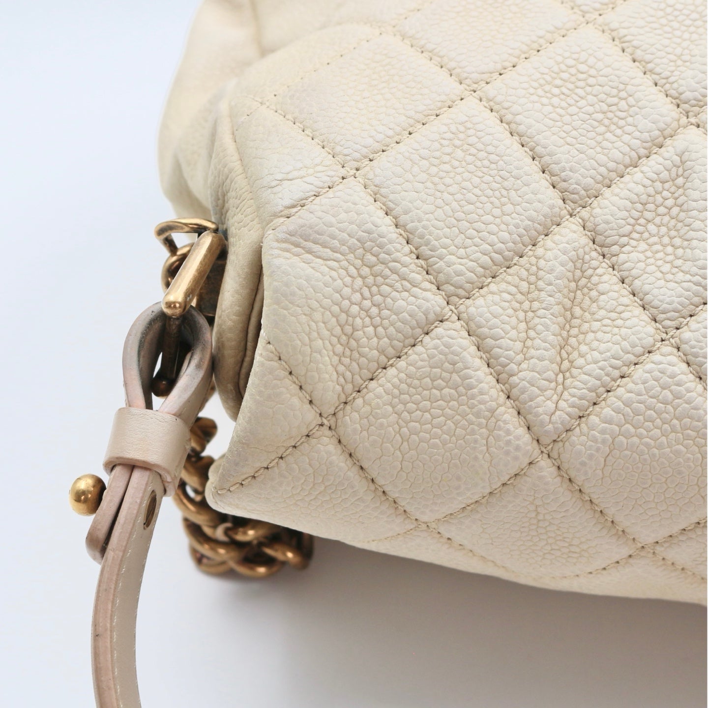 Chanel Cloud Tote Beige Calfskin Aged Gold CC 2Way Large Tote Bag[Used]