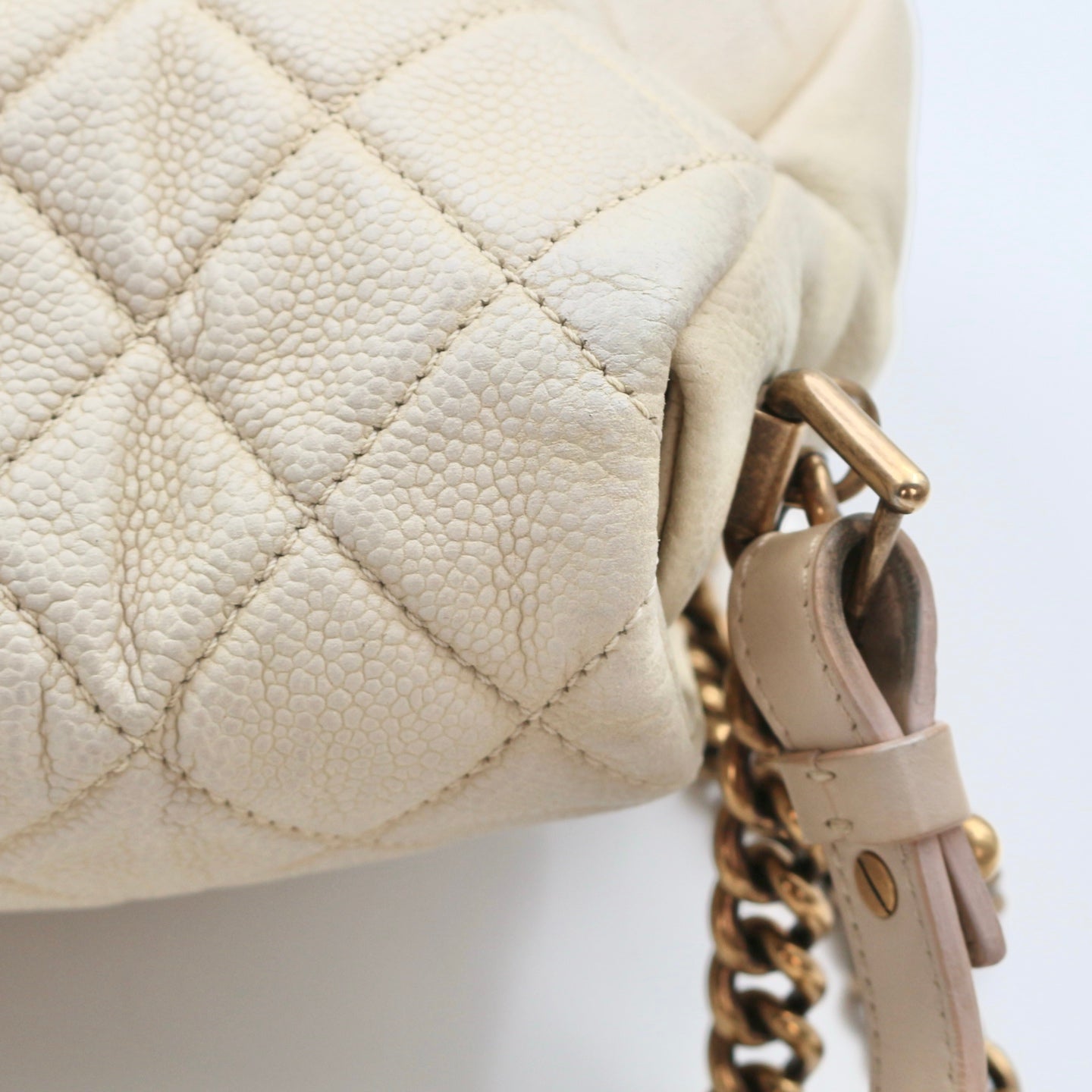 Chanel Cloud Tote Beige Calfskin Aged Gold CC 2Way Large Tote Bag[Used]
