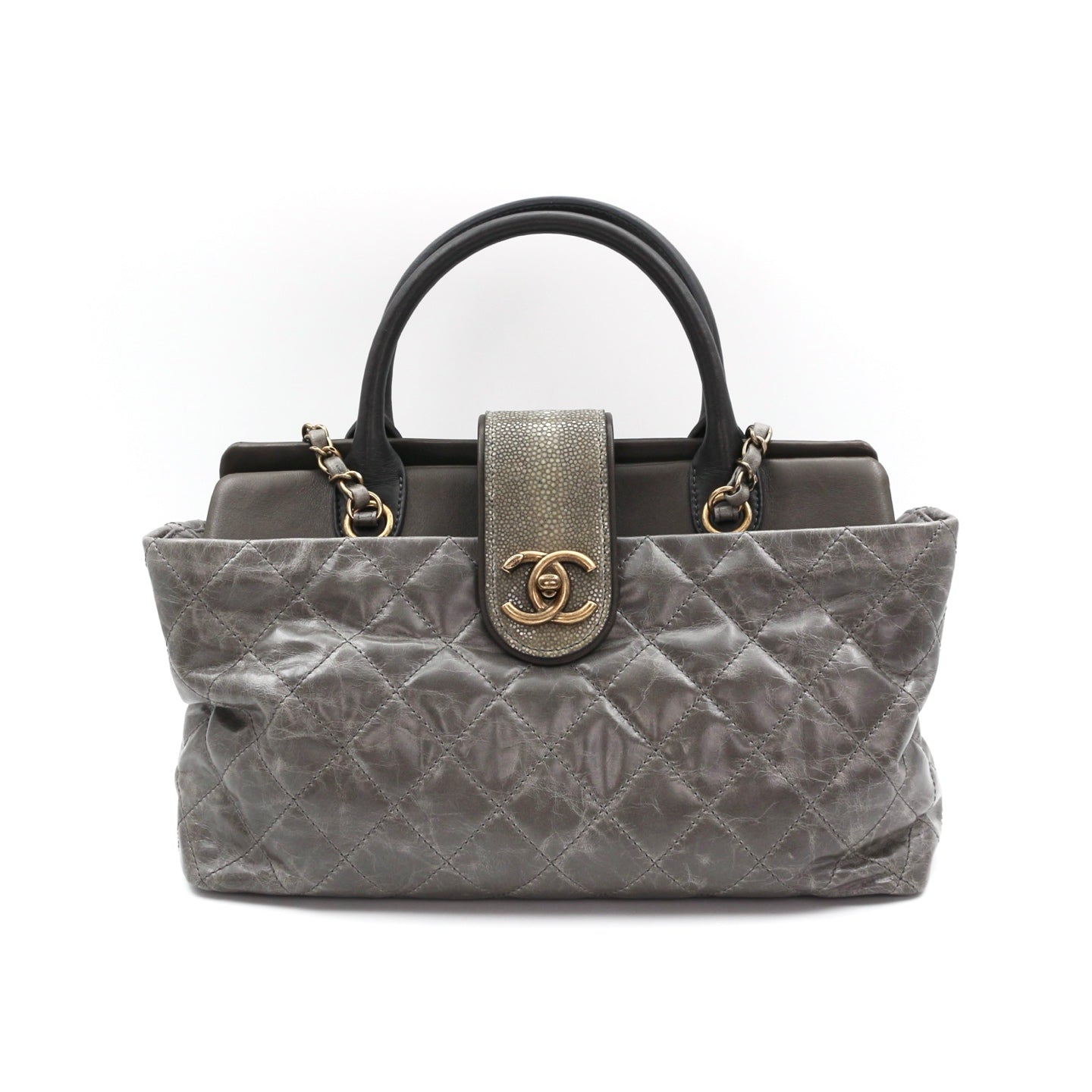 CHANEL Métiers d'Art Ruched Calfskin & Stingray 2-Way Tote Bag [Used]