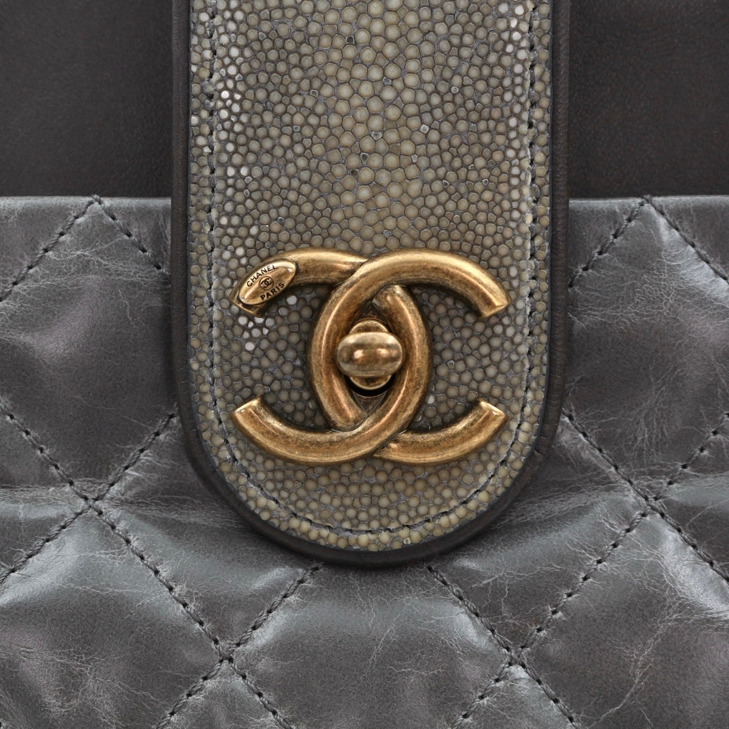 CHANEL Métiers d'Art Ruched Calfskin & Stingray 2-Way Tote Bag [Used]