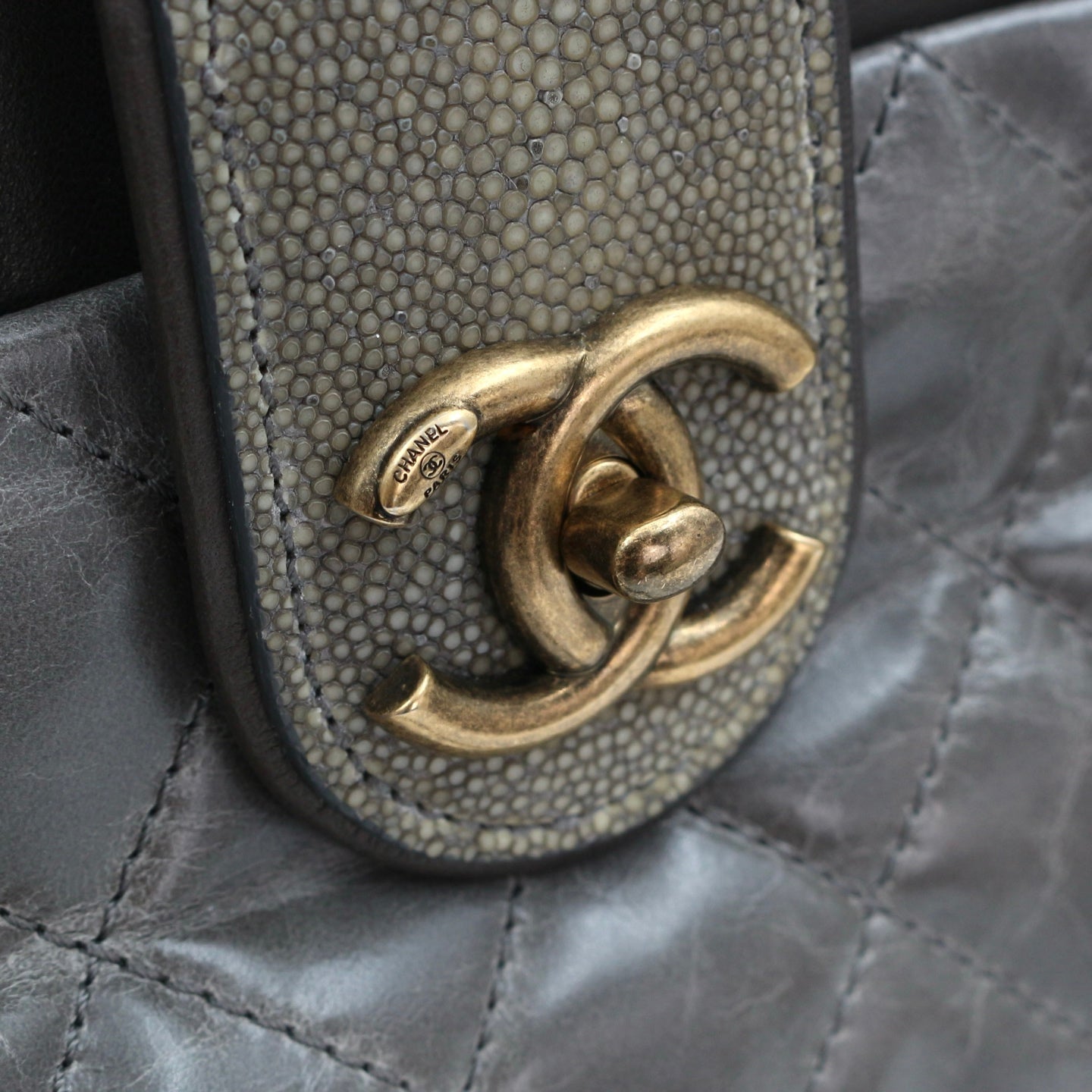 CHANEL Métiers d'Art Ruched Calfskin & Stingray 2-Way Tote Bag [Used]