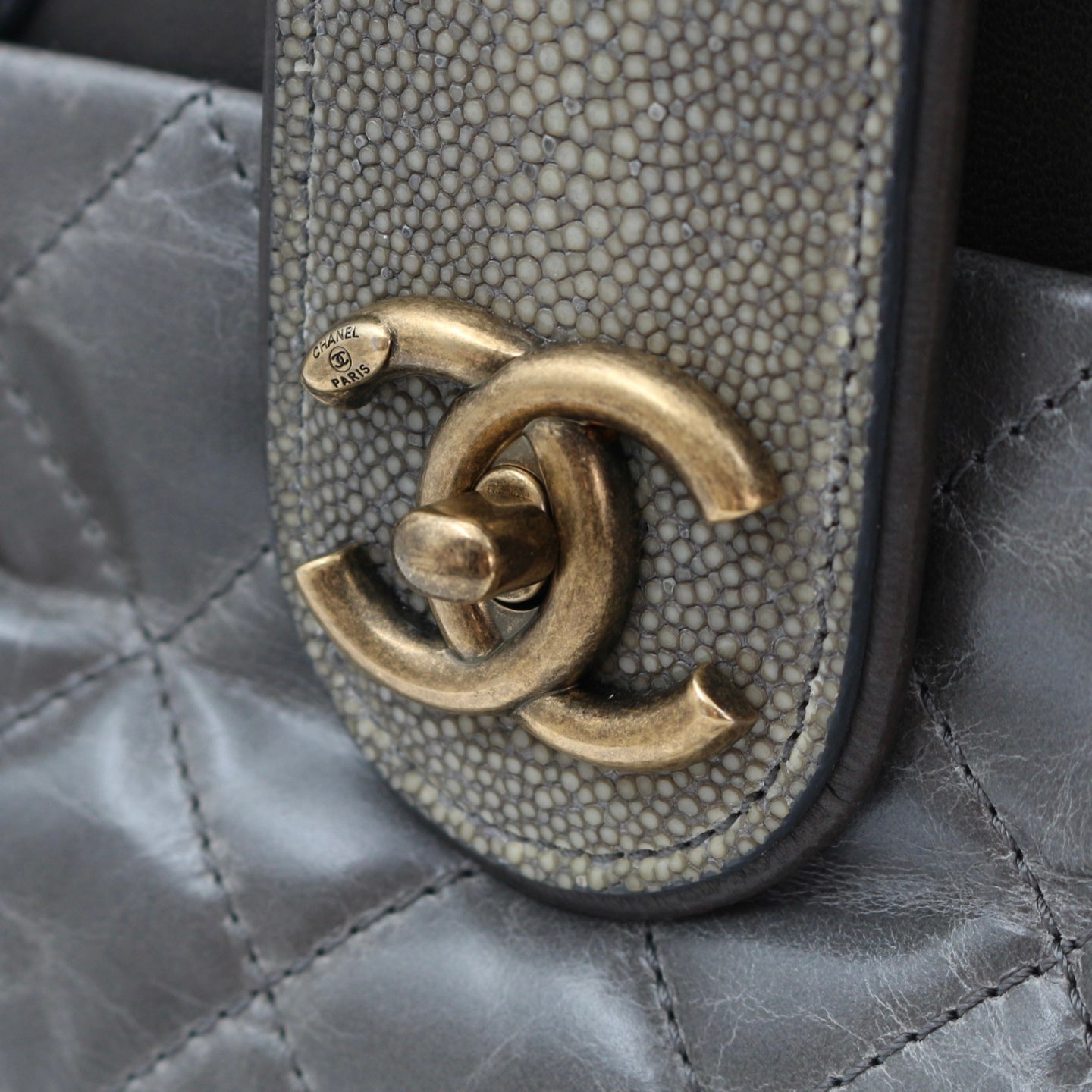 CHANEL Métiers d'Art Ruched Calfskin & Stingray 2-Way Tote Bag [Used]