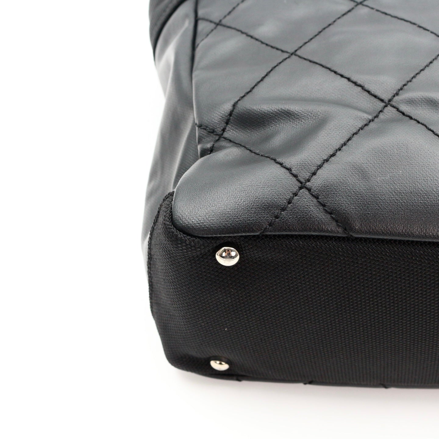 CHANEL Black Calfskin Leather & Canvas Tote Bag [Used]
