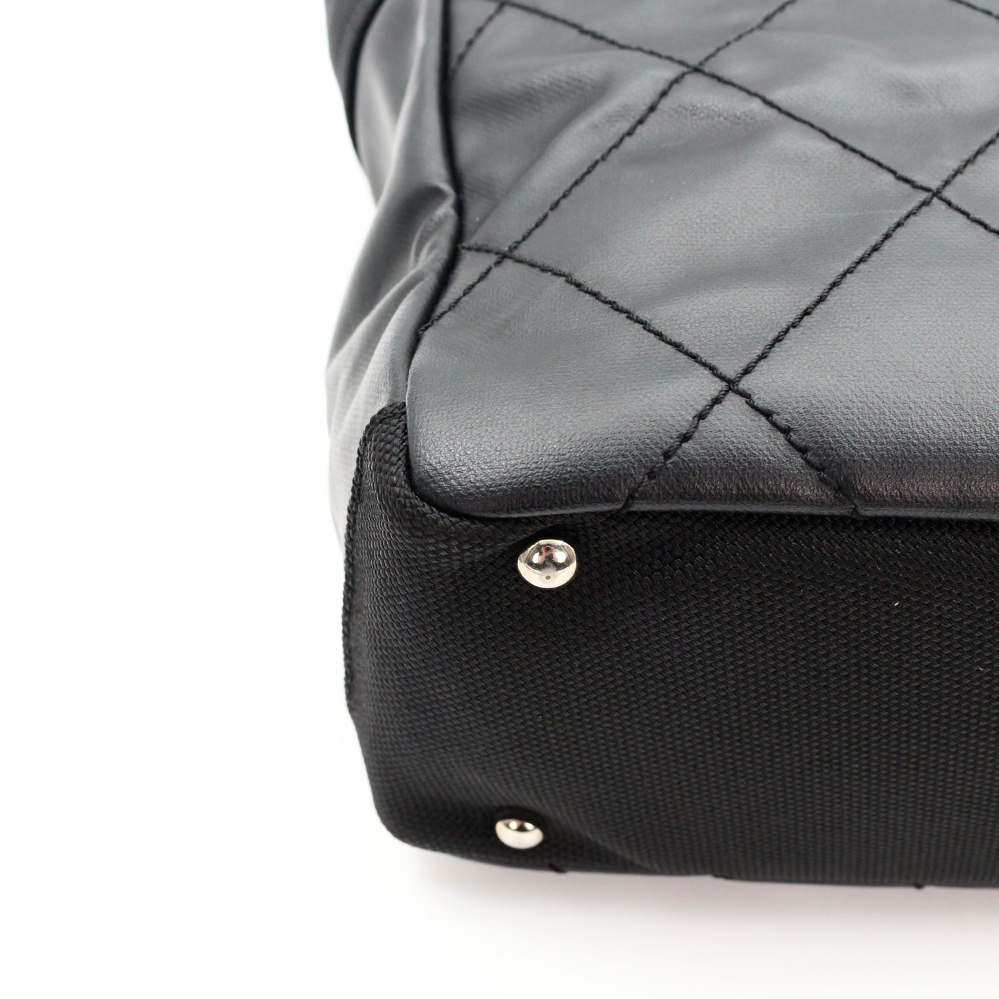 CHANEL Black Calfskin Leather & Canvas Tote Bag [Used]