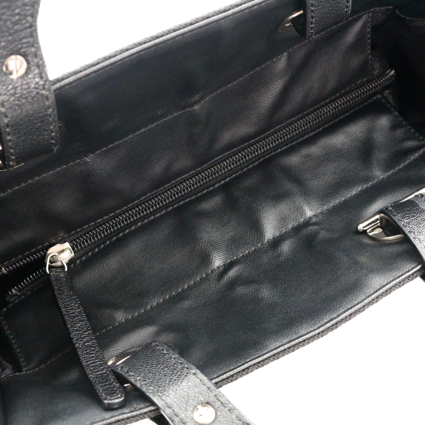 CHANEL Black Calfskin Leather & Canvas Tote Bag [Used]