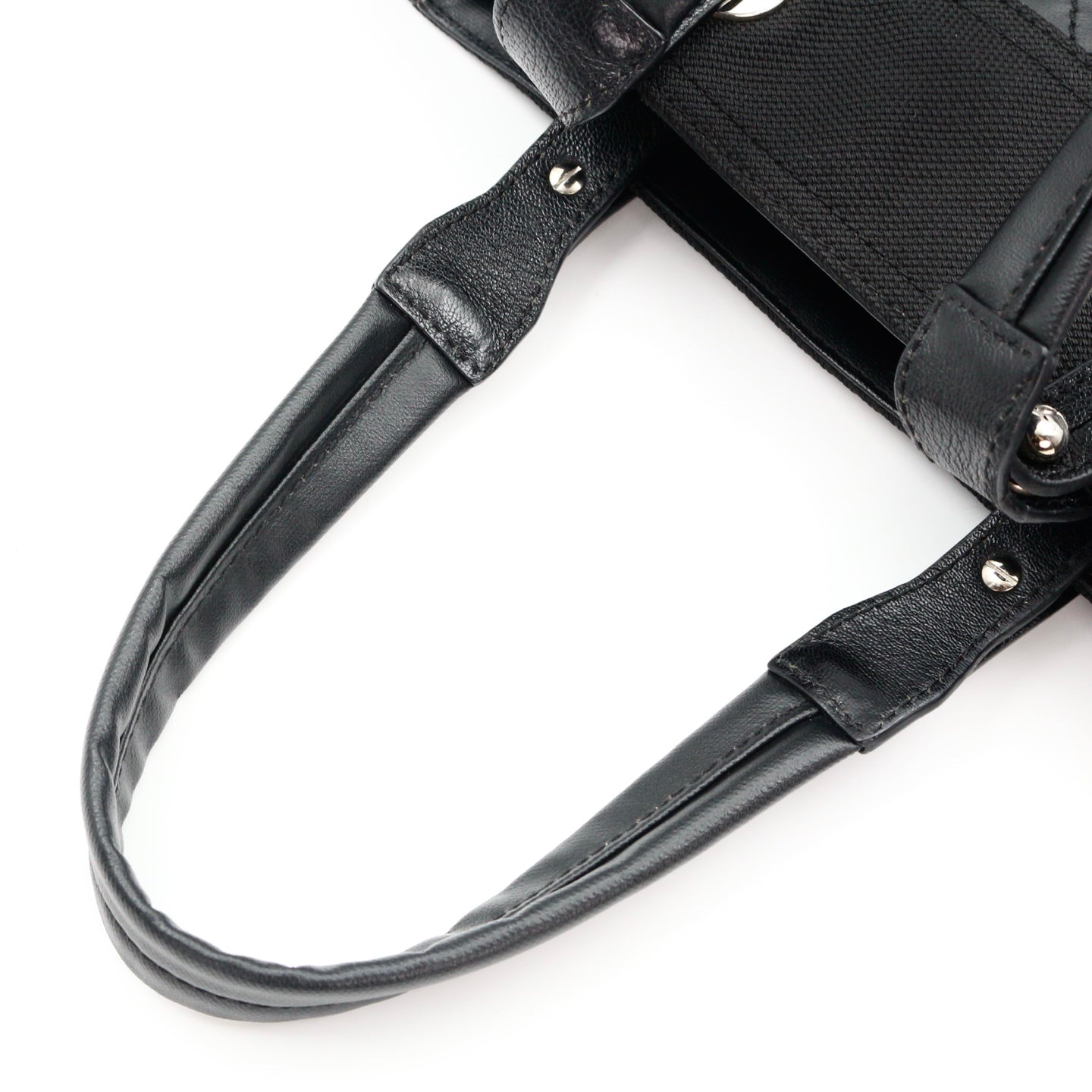 CHANEL Black Calfskin Leather & Canvas Tote Bag [Used]