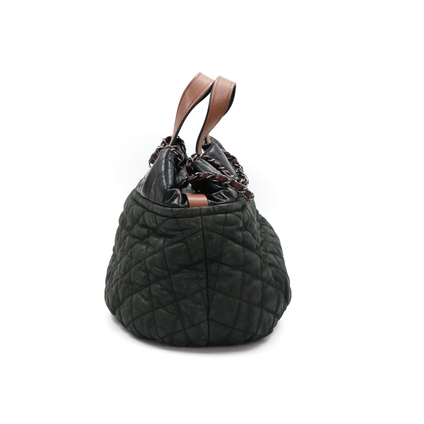 CHANEL Dark Green Iridescent Calfskin 2-Way Tote Bag [Used]