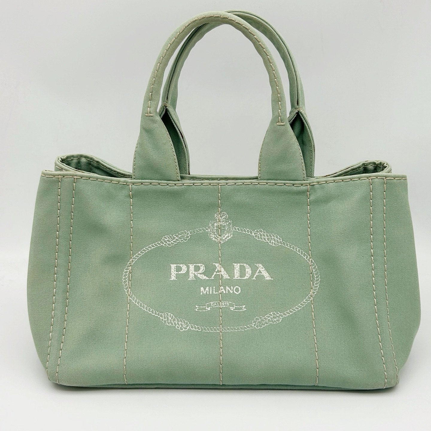 Prada Mint Green Canvas Large Tote Bag [Used]