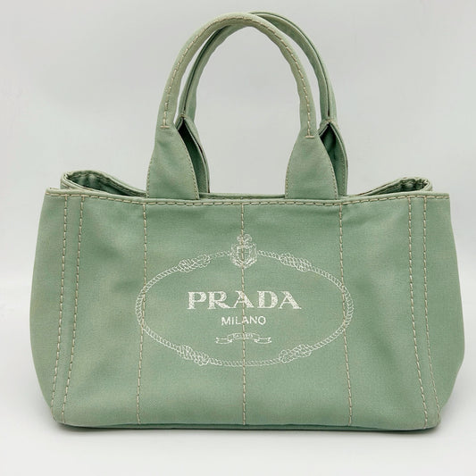 Prada Mint Green Canvas Large Tote Bag [Used]