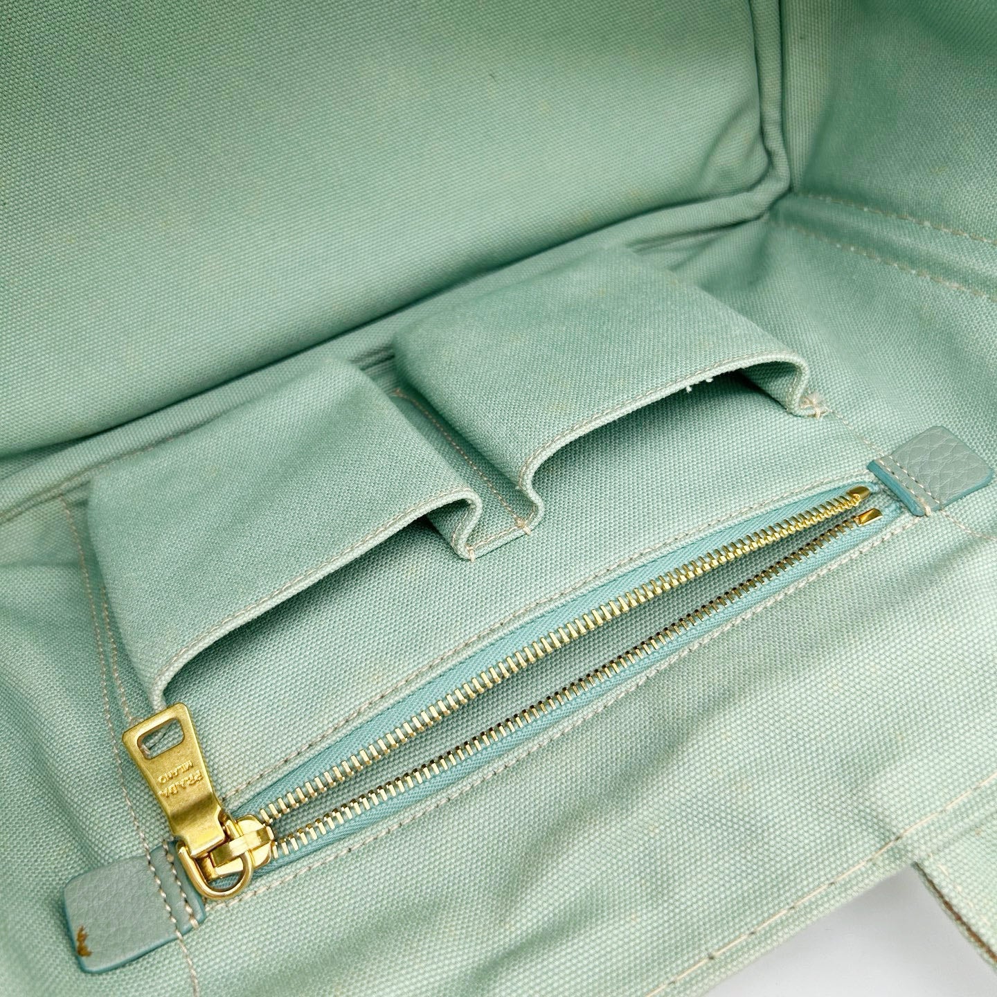Prada Mint Green Canvas Large Tote Bag [Used]