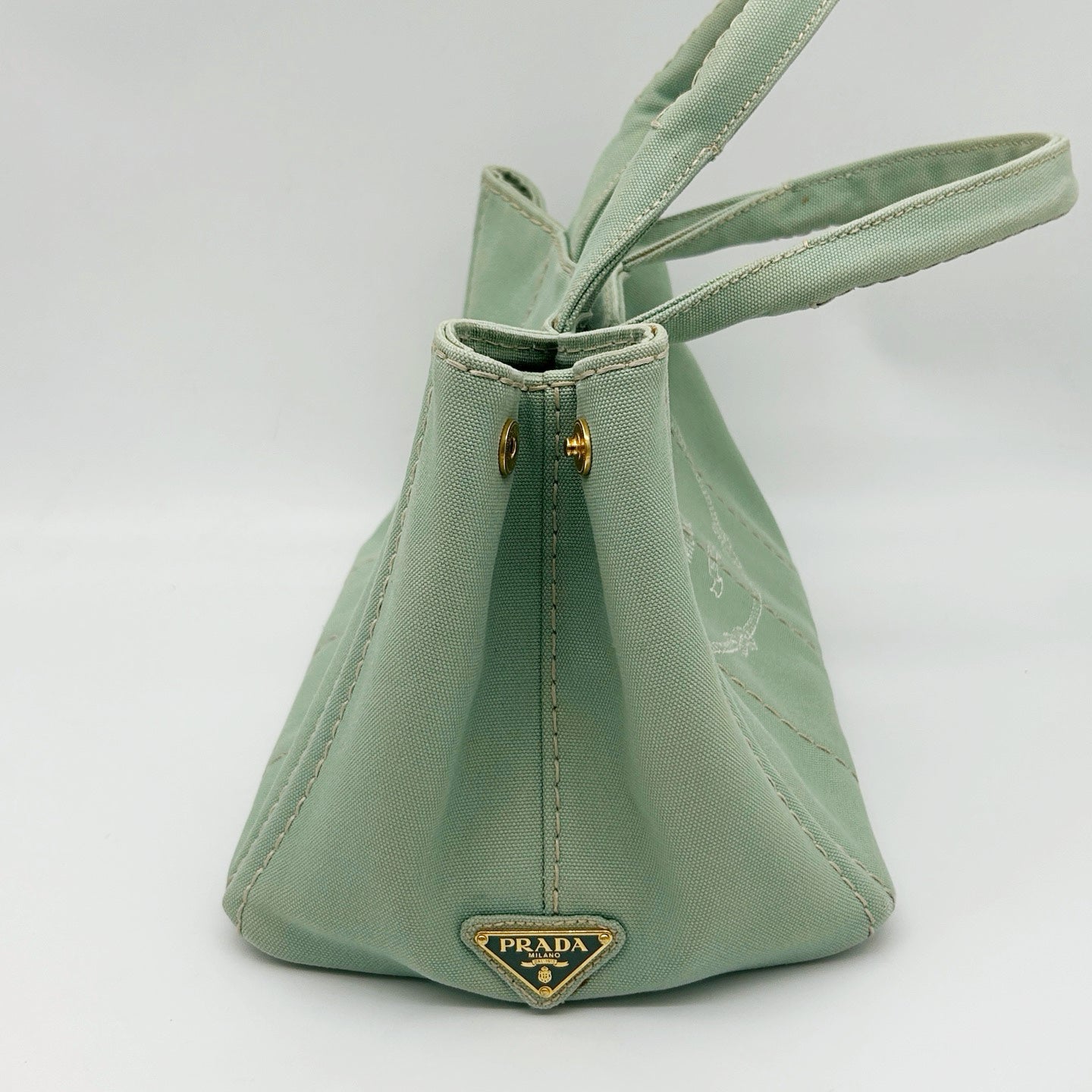 Prada Mint Green Canvas Large Tote Bag [Used]