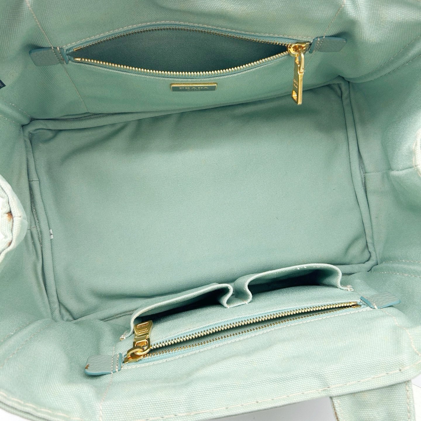 Prada Mint Green Canvas Large Tote Bag [Used]
