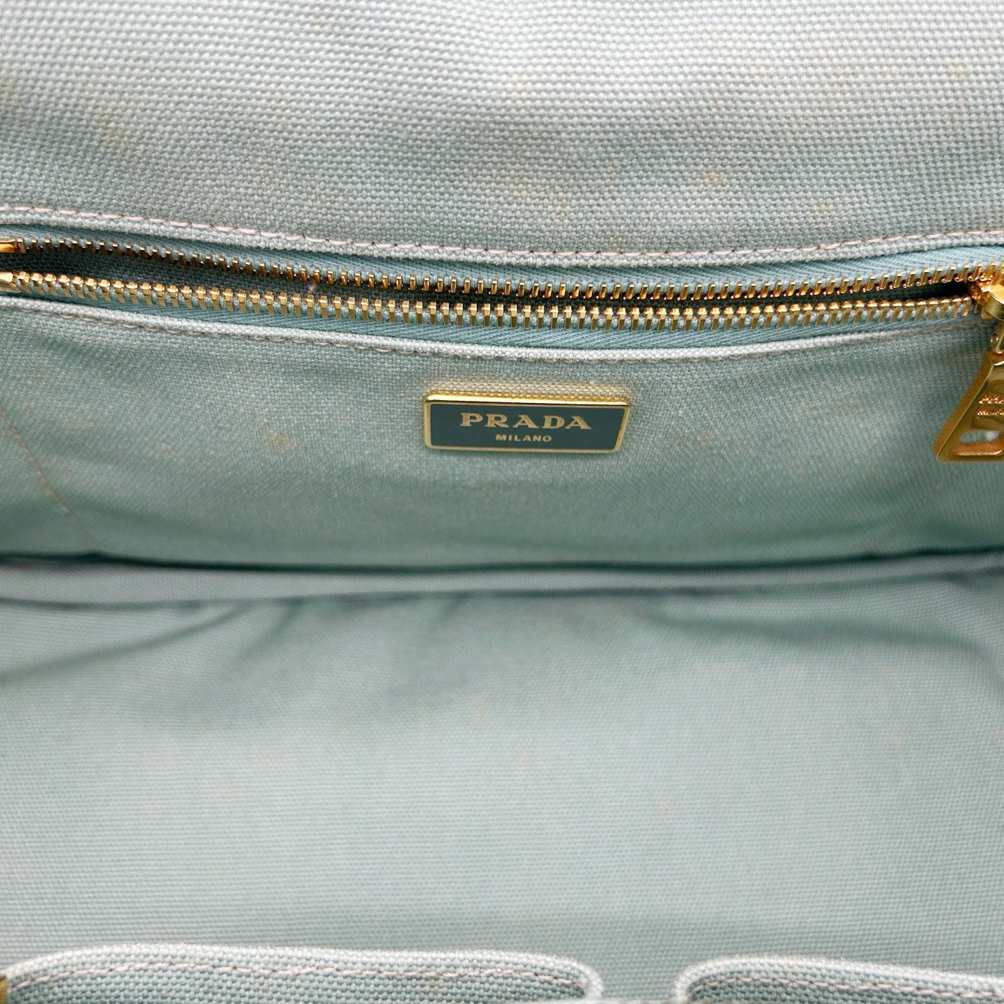 Prada Mint Green Canvas Large Tote Bag [Used]